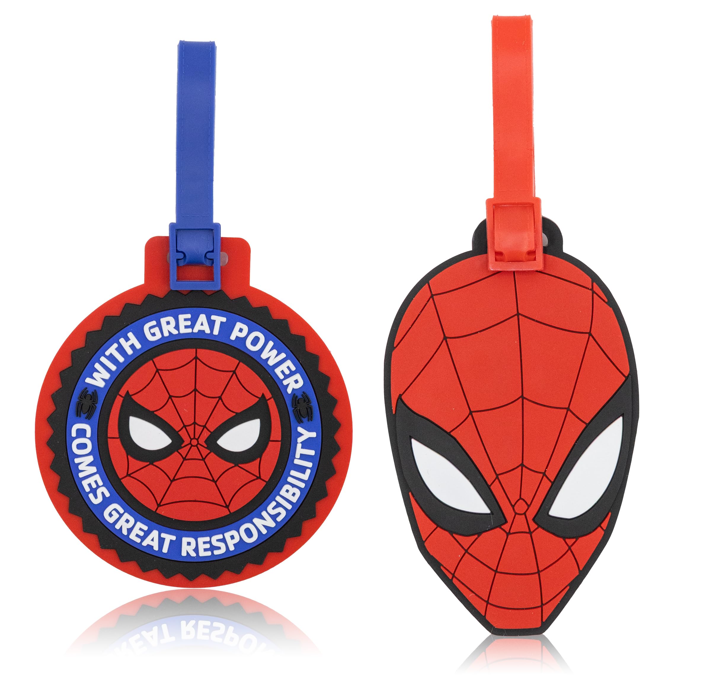 Marvel Spiderman Luggage Tag 2 Piece Set | 4.25" Spiderman Kids Luggage Tags for Suitcases | Travel Essentials Cruise Ship Accessories Luggage