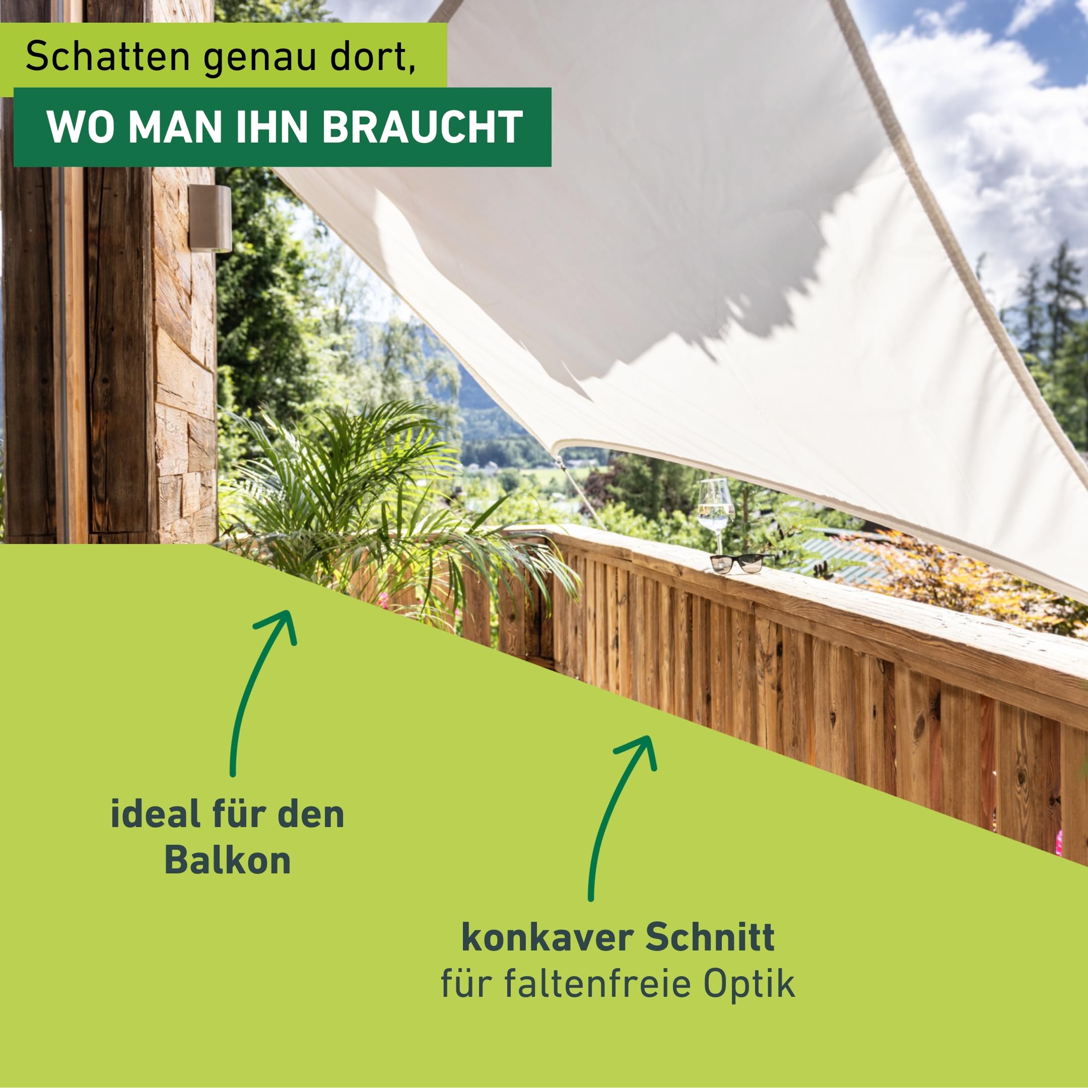 Windhager Balkon-Sonnensegel "CANNES", Hellgrau rechteckig, 100 Prozent recyceltes Polyester, 2,7 x 1,4 m, 150 g/m², Sonnenschutz für Balkon, inkl; befestigungsseil, wind- und wasserabweisend