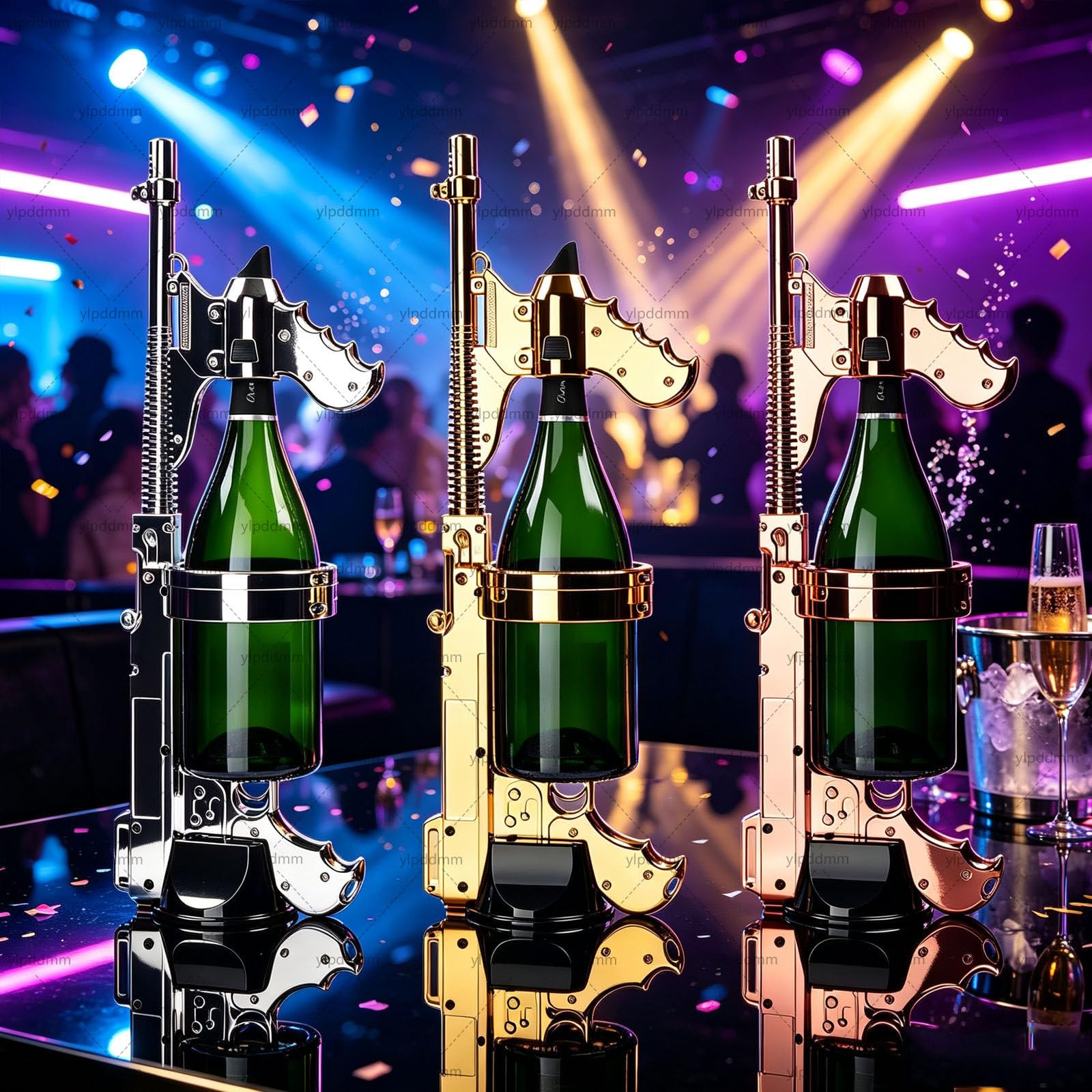 Pistola spara-Champagne,Bottiglia di Champagne Pistola Silver