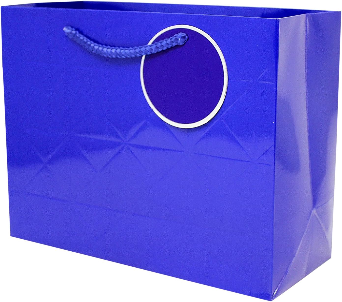 Singular Metallizing Gilded Dot Paper Bag, Medium, 12.2" L x 10" W x 4.7" H, Blue, Set of 12 (3 Size Available)