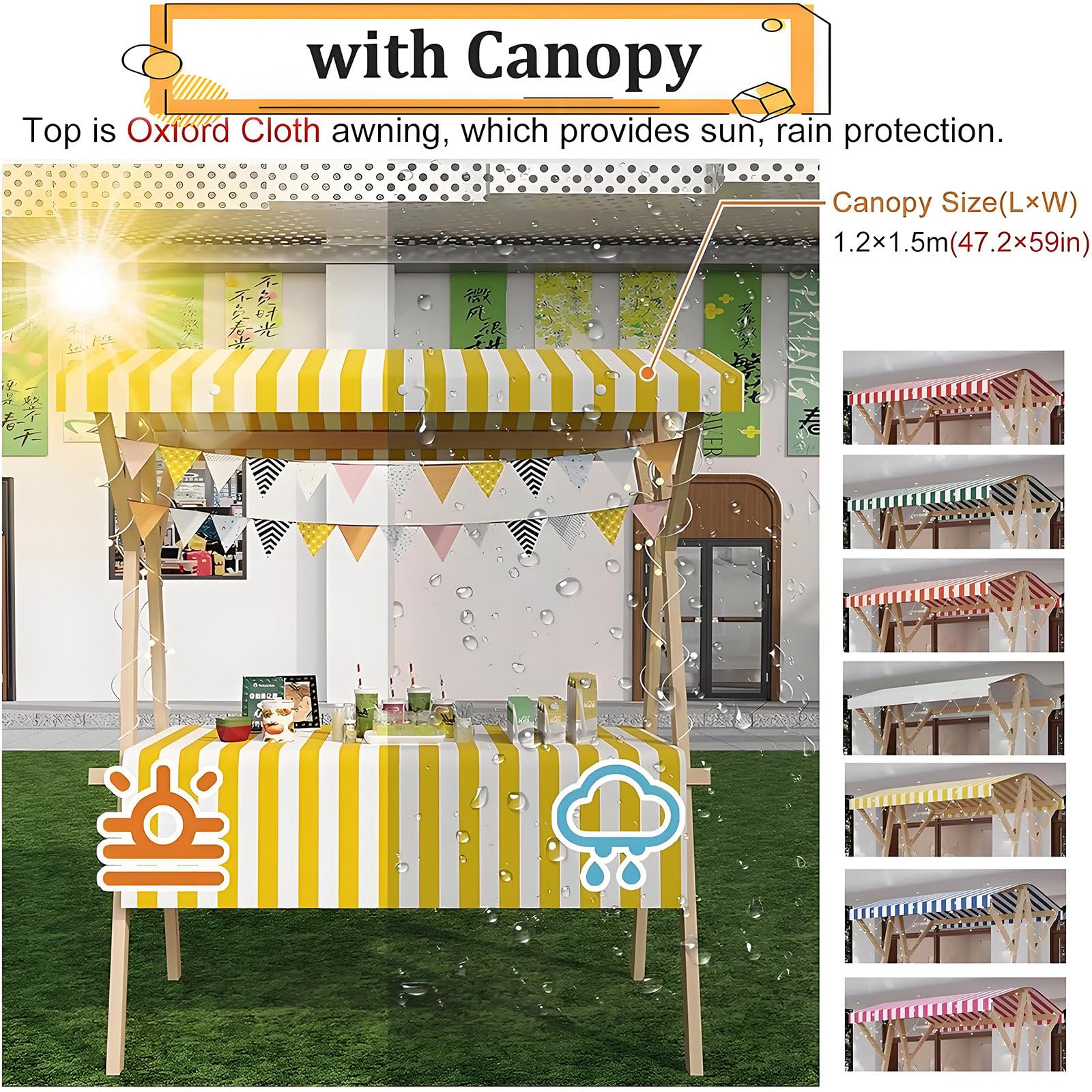 Kiosque mobile portable pour la restauration de rue, présentoir de marché en bois pour la vente de collations, de bonbons et de jouets, kiosque mobile pour la restauration de rue B-120*60*200cm
