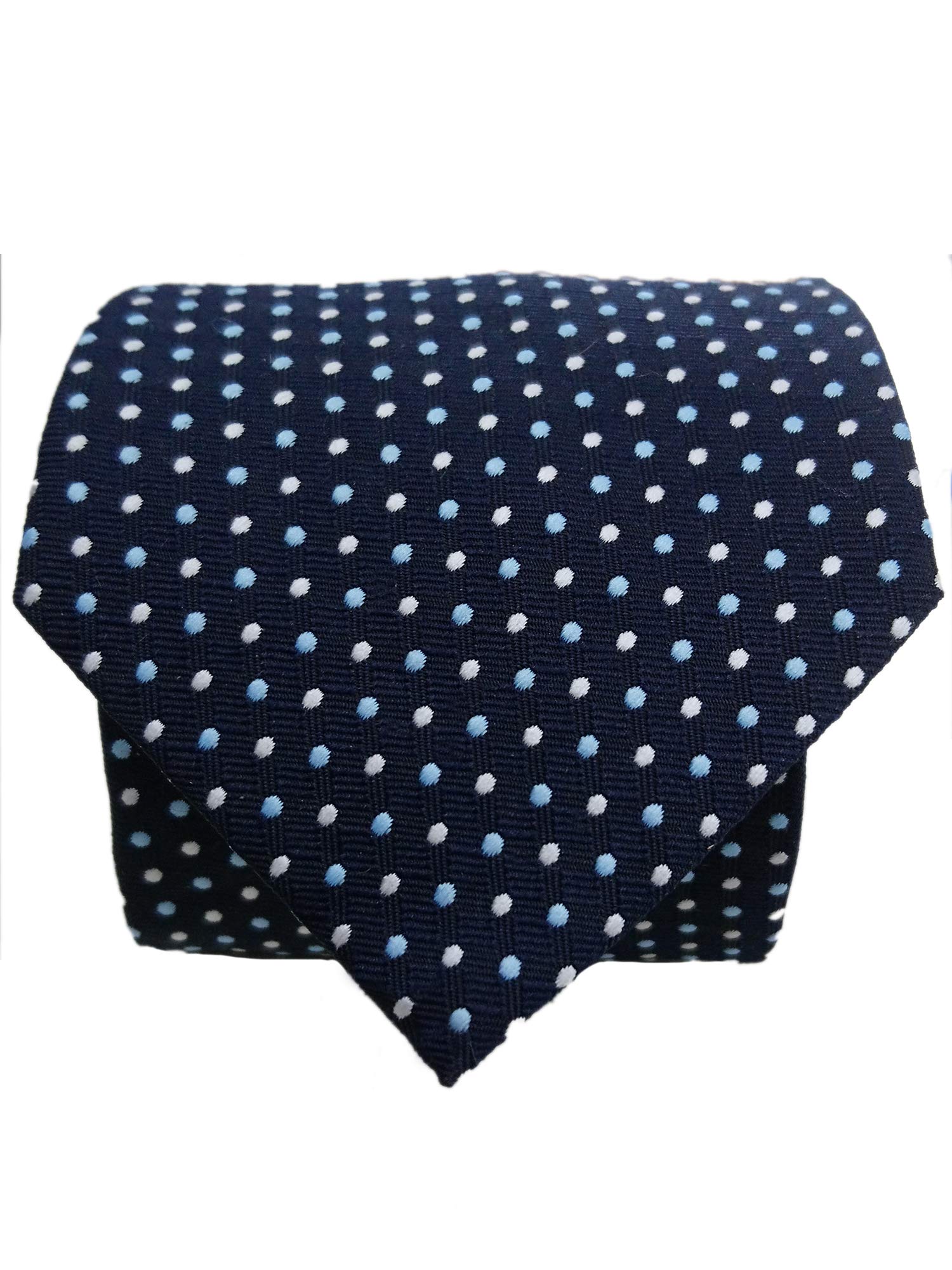 blacksmith Men's Polka Dots Woven Tie (Navy Blue)-picture-10