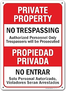 No Trespassing Signs Private Property, Bilingual English/Spanish 10â€ x 14â€ Industrial Grade Aluminum, Easy Mounting, Rust-Free/Fade Resistance, Indoor/Outdoor, USA Made by MY SIGN CENTER