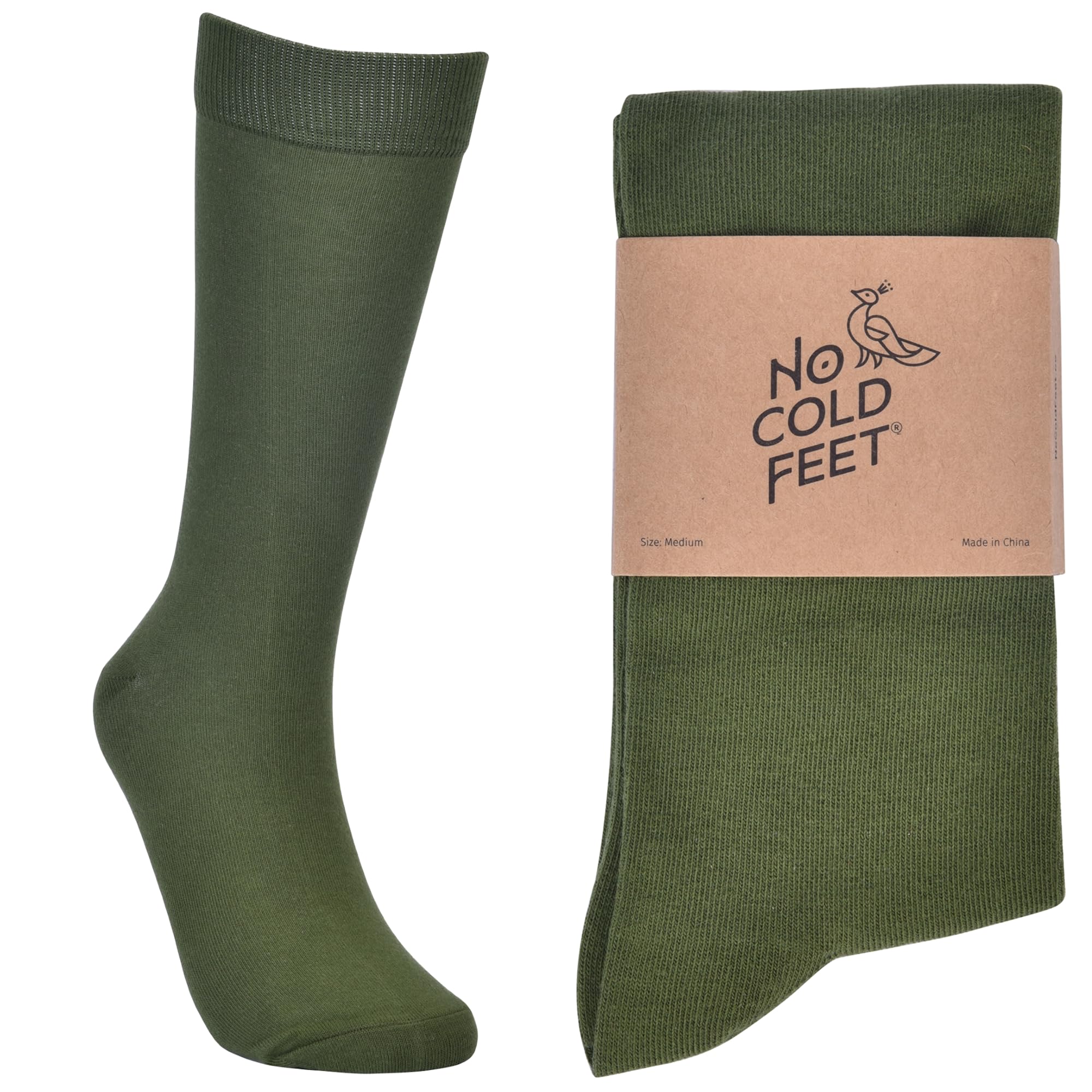 No Cold Feet Men’s Green Dress Socks – Classic Soft Crew Dress Socks, All-Day Comfort for Work, Business or Weddings