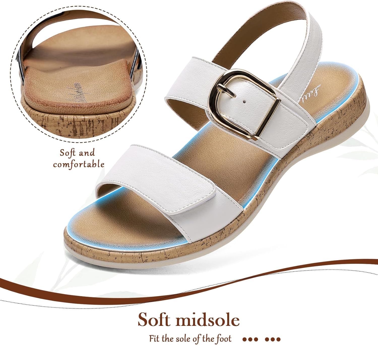 Littleplum Sandals for Women Arch Support – Comfortable Flat Womens Sandals, Summer Breathable Adjustable Orthotic Walking Shoes for Beach,Travel - Image 3