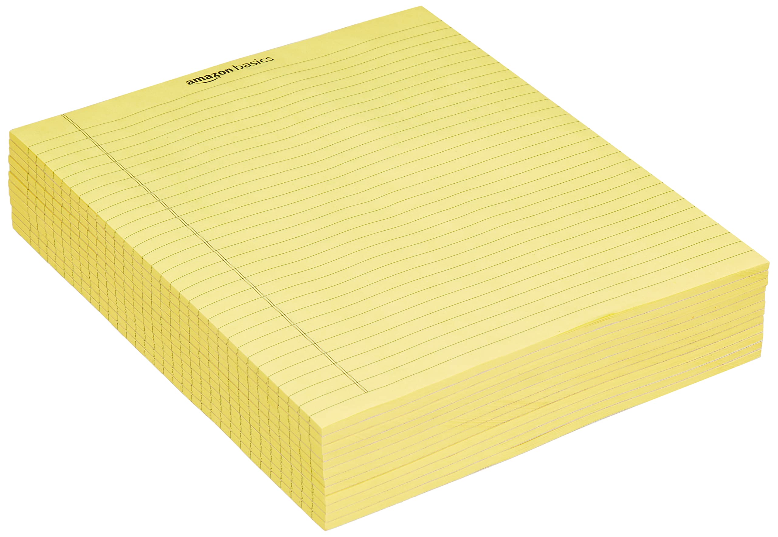 Amazon Basics Wide Ruled 8.5 x 11.75-Inch Lined Writing Note Pads - 12-Pack (50-sheet Pads), Canary