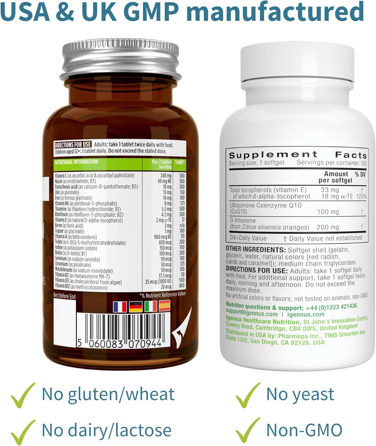 Multivitamínico y minerales para mujeres + CoQ10 de alta absorción 100