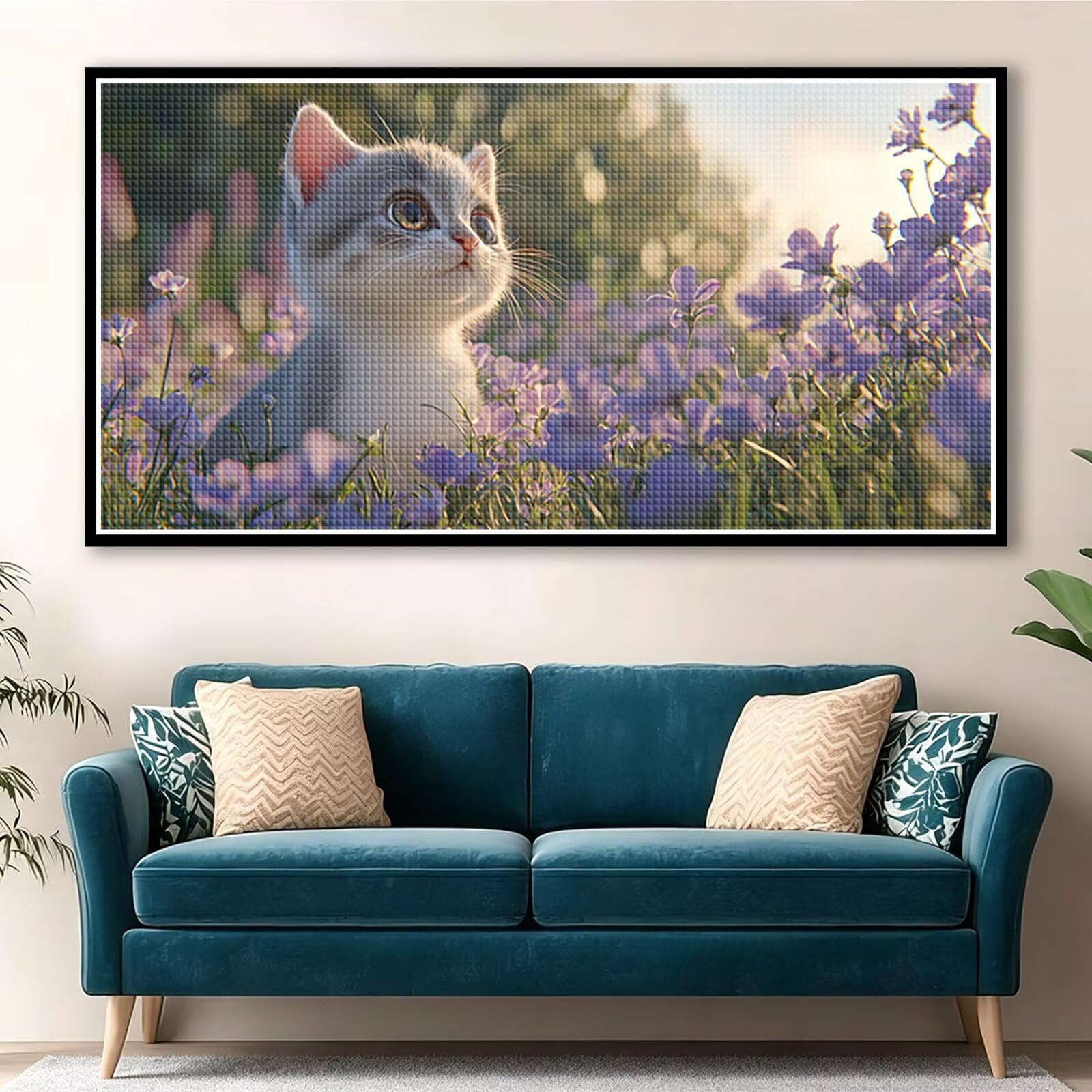 Diamond Painting Grande 200x100cm Gato Diamond Painting Adultos, DIY Animal Pintura de Diamante Manualidades Adultos, 5D Cuadrado Rhinestone Bordado Punto de Cruz para Home Decoration Regalo 0J-41