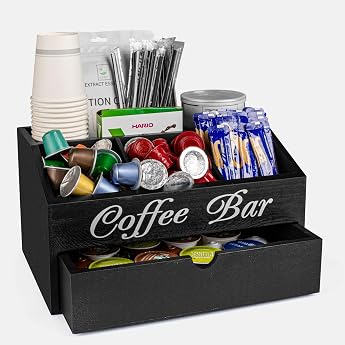 Kaffee Organizer-Tee AufbewahrungKaffee Zubeh r-Schubladenboxen Teebeutel AufbewahrungsboxKaffeepads AufbewahrungKaffeebar f r MilchServietten KaffeekapselnZuckersticks Schwarz