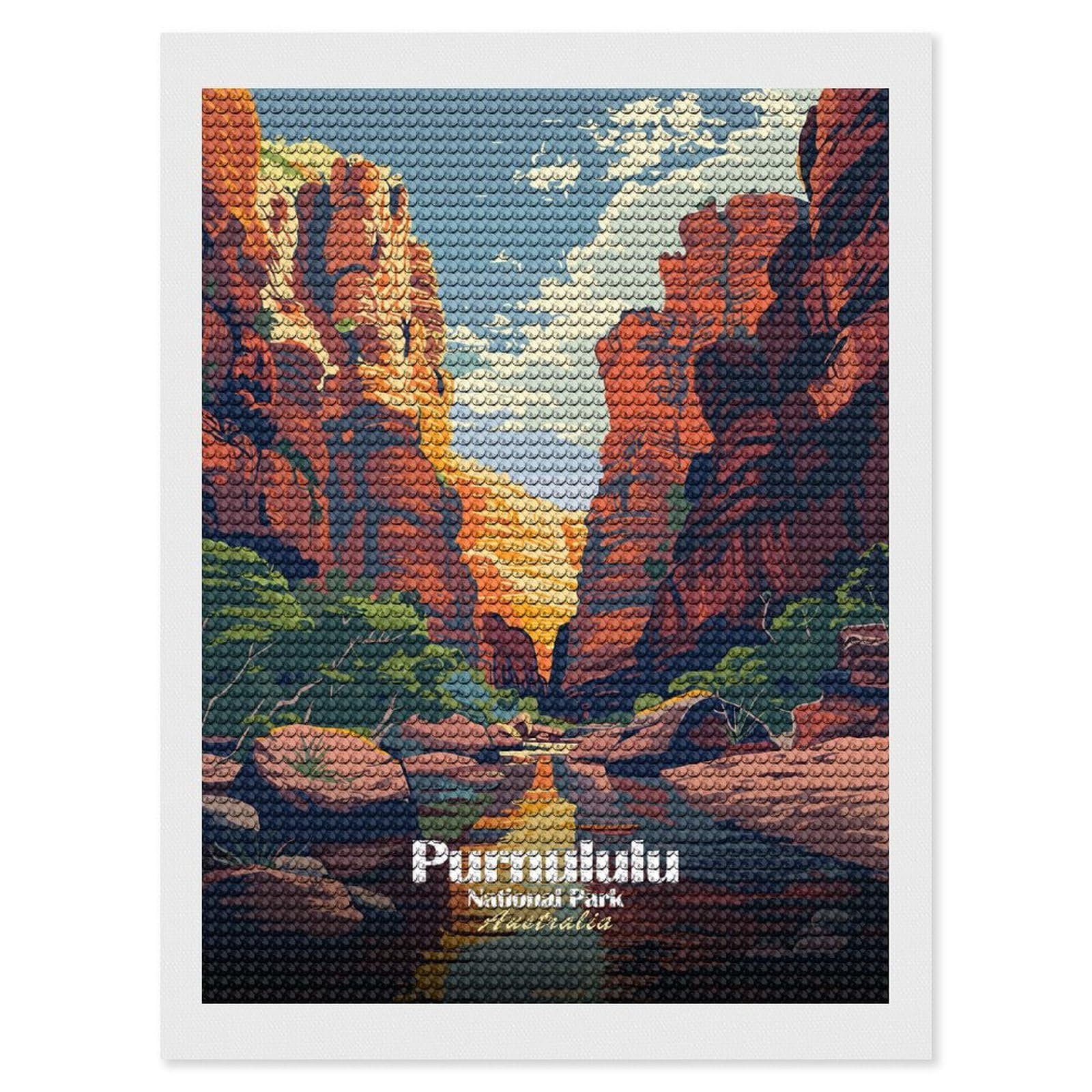 Junmoney Purnululu National Park Australia Illustration Diamond Art Canvas 12"x16", for Adults, Good for Quiet Evenings, Bedroom Decor, Festive Craft Gift, Easy to Enjoy