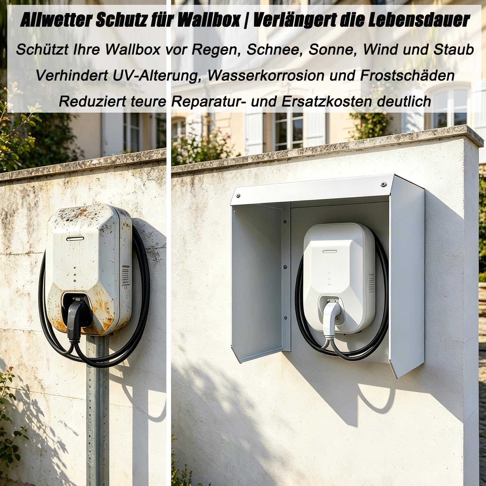 Generisch Wallbox Wetterschutz Ladestation Regenschutz, Metall Schutzdach für EV Ladegerät, UV-beständige Abdeckung Außen mit Magnetischer Klappe, Allwetter Schutz für Elektroauto Ladegerät