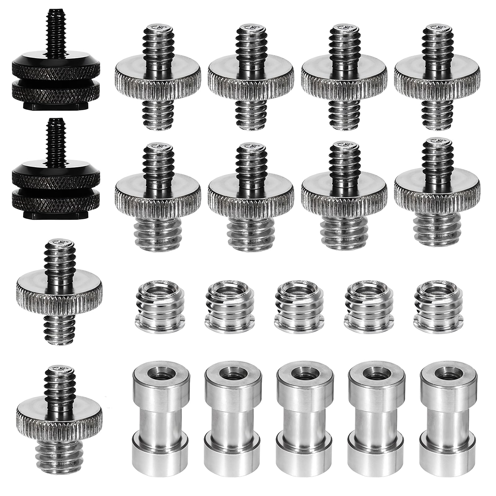 22 Pcs Camera Screws Mount Set, 1/4 Inch to 3/8 Inch Tripod Screw Adapter, 3/8-20 Converter Thread Screw Adapter, Camera Hot Shoe Mount for Camera,Tripod, Monopod, Ballhead, Quick Release Plate