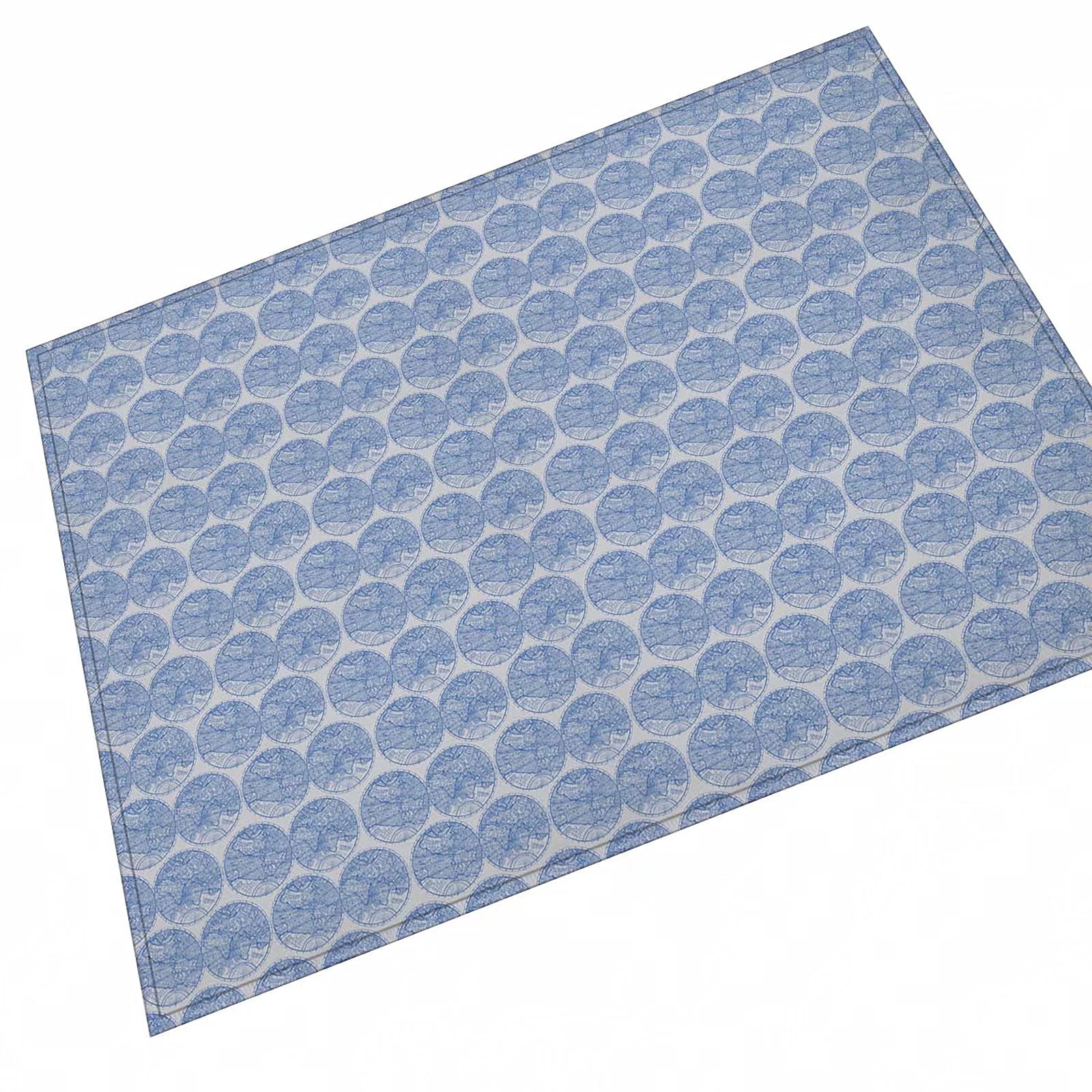 Felpudo de interior para puerta delantera, absorbente de barro y nieve mágica en el interior de la suciedad, alfombra de entrada lavable a máquina, círculo azul, 31.4 x 47.2 pulgadas