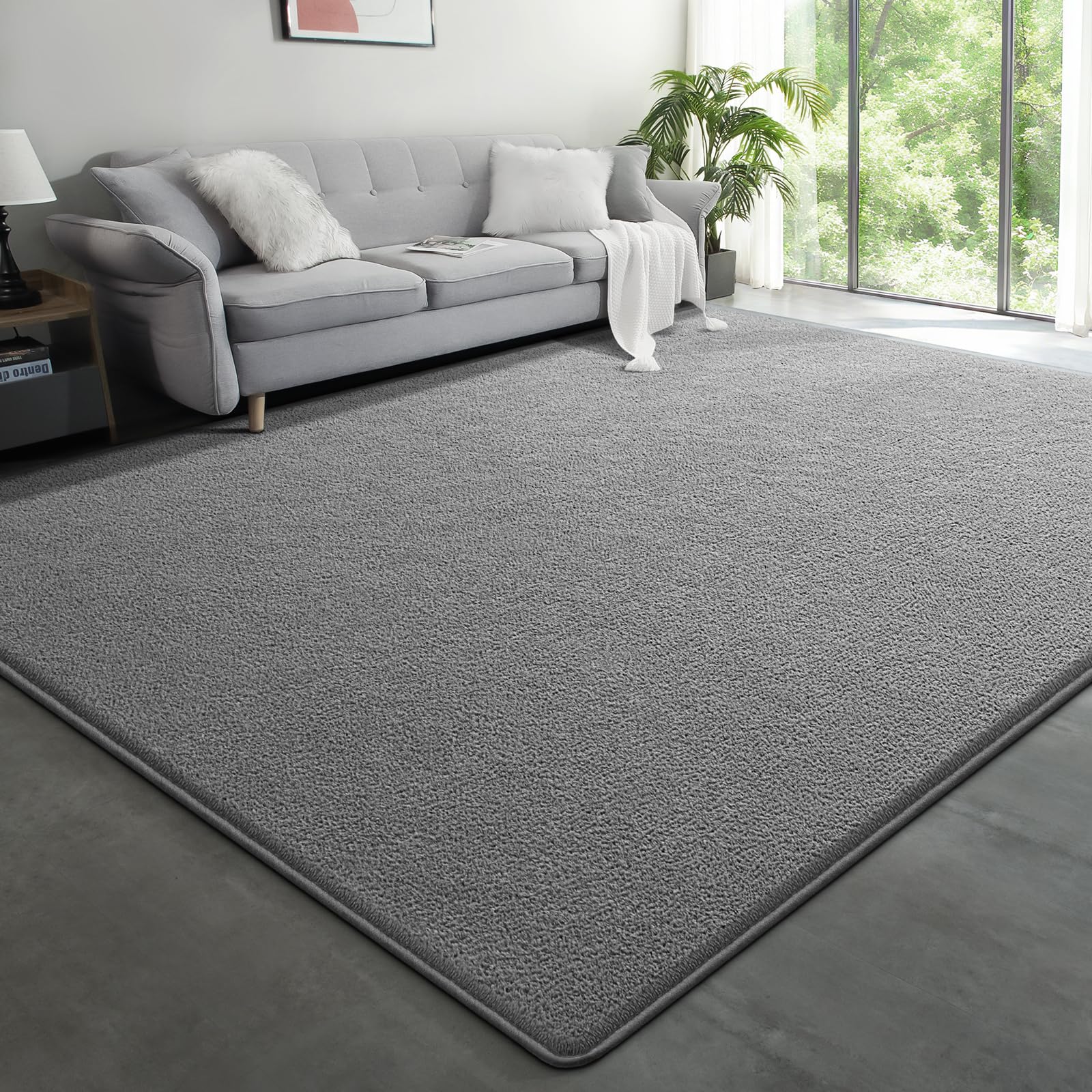Photo 1 of Crobeew Large Modern Area Rugs for Living Room Bedroom, 7x10 Feet Grey