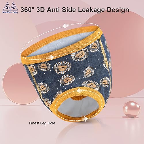 Miniatura 3 de MOEMOE BABY Paquete de 8 pantalones de entrenamiento de algodón para niños y niñas de 2 a 7 años