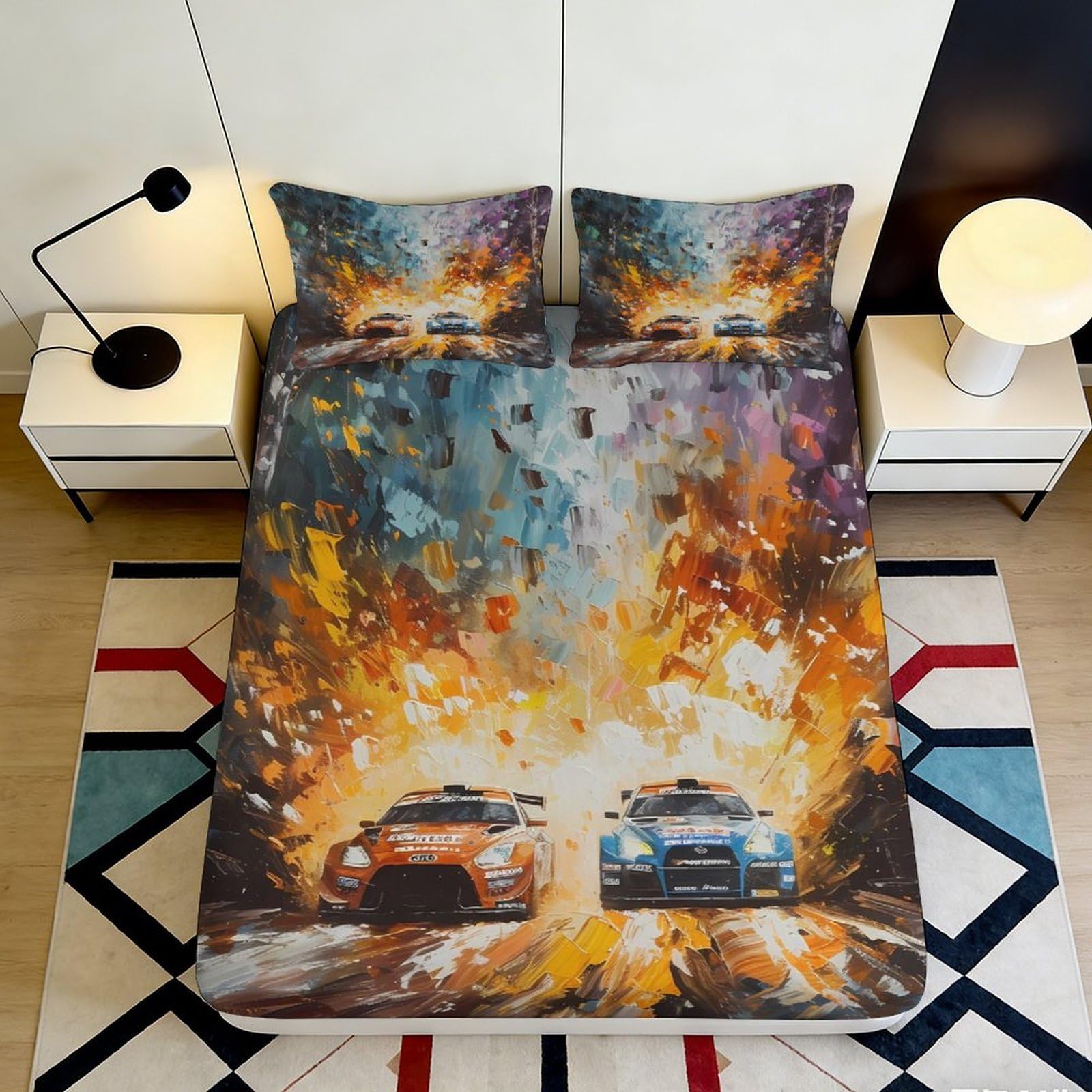 3D Printed Nature Fitted Sheet Microfiber Deep Pocket Bedroom Scenery Mattress Fitted Cover Non-Slip Washable 120x200x25cm