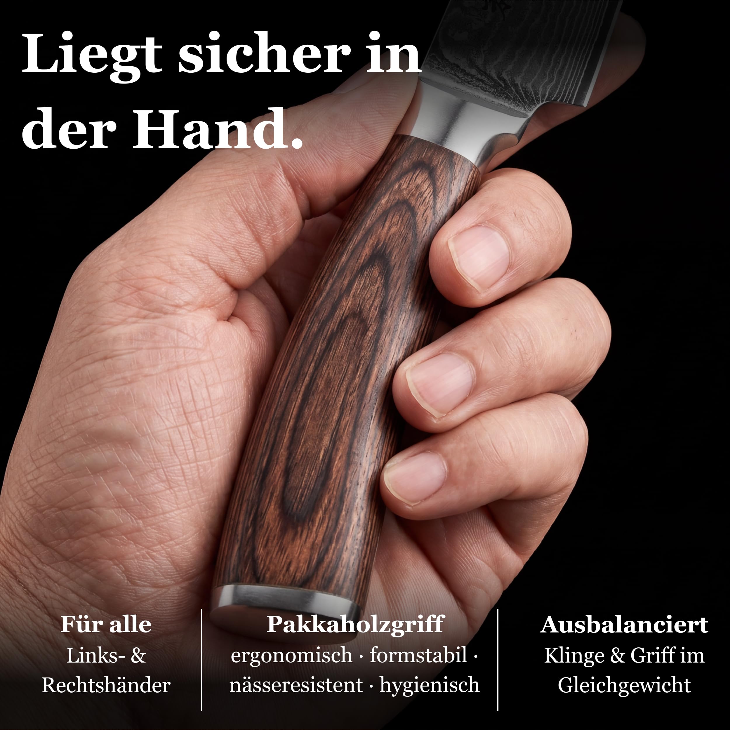 Wakoli EDIB Damastmesser Santoku 12,5 cm Klinge – Kleines Damast Küchenmesser aus 67 Lagen Damaststahl mit VG10-Kern (60 ±2 HRC) – Scharfes Santoku Messer mit Pakkaholzgriff in Geschenkbox
