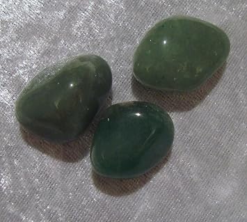 CircuitOffice 3 Green Aventurine Tumbled Stones, Approx. 3/4" to 1 1/4" in Longest Dimension, Includes Small Black Velveteen Pouch