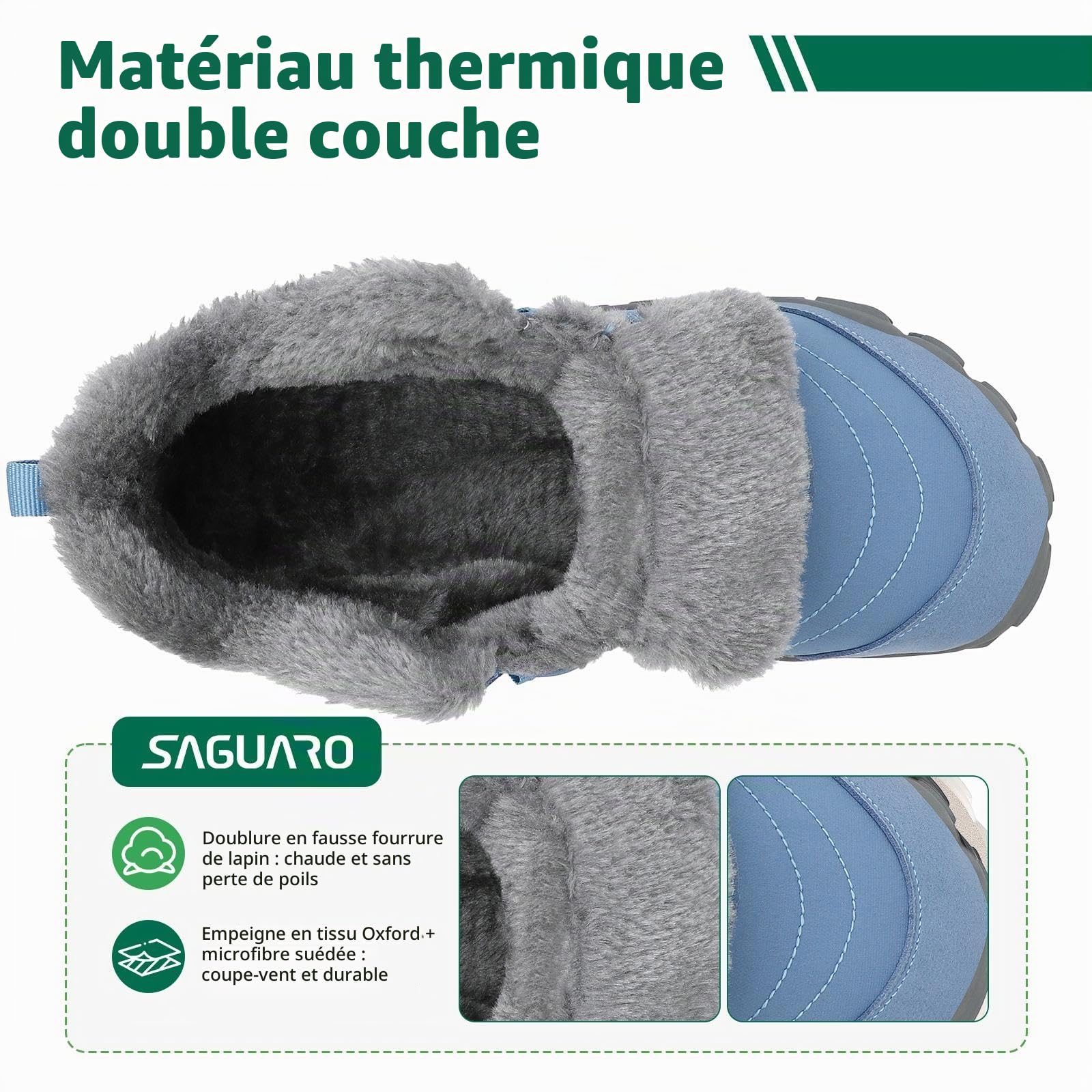 SAGUARO Bottes Barefoot Hiver Femme - Chaudes Fourrées, Boîte à Orteils Large & Semelle à Drop Zéro, Gr.36-42