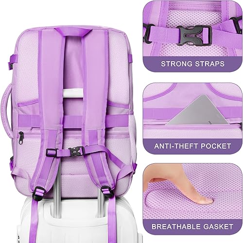 Miniatura 6 de YGSNTG TSA - Mochila de viaje grande, mochila para laptop para mujer, mochila de transporte expandible de 45 L, resistente al agua, mochila para