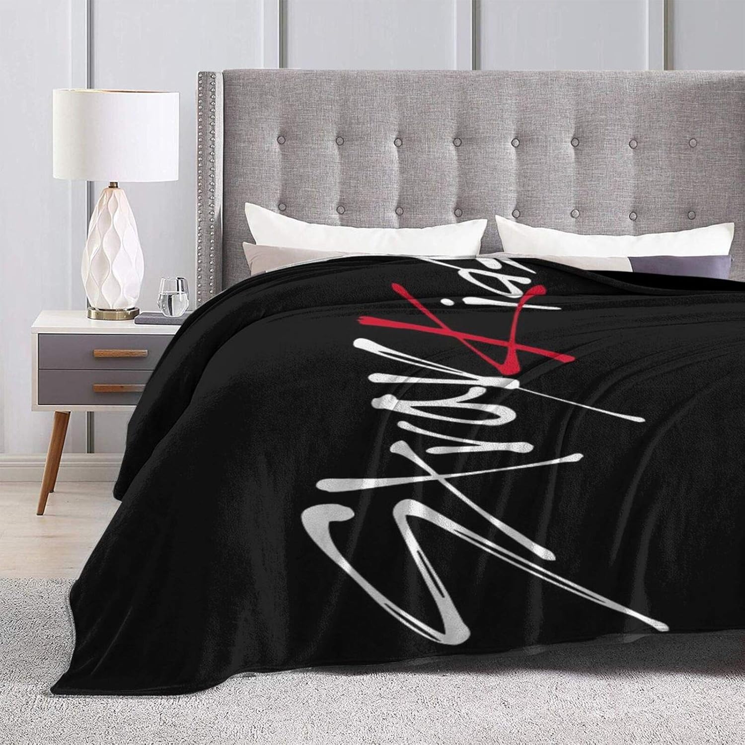 Get Discount 70% Price Wonderwon Stray Kids Logo Soft and Comfortable Warm Fleece Blanket for Sofa, Bed, Office Knee Pad,Bed Car Camp Couch Cozy Plush Throw Blankets Black 80x60 inches