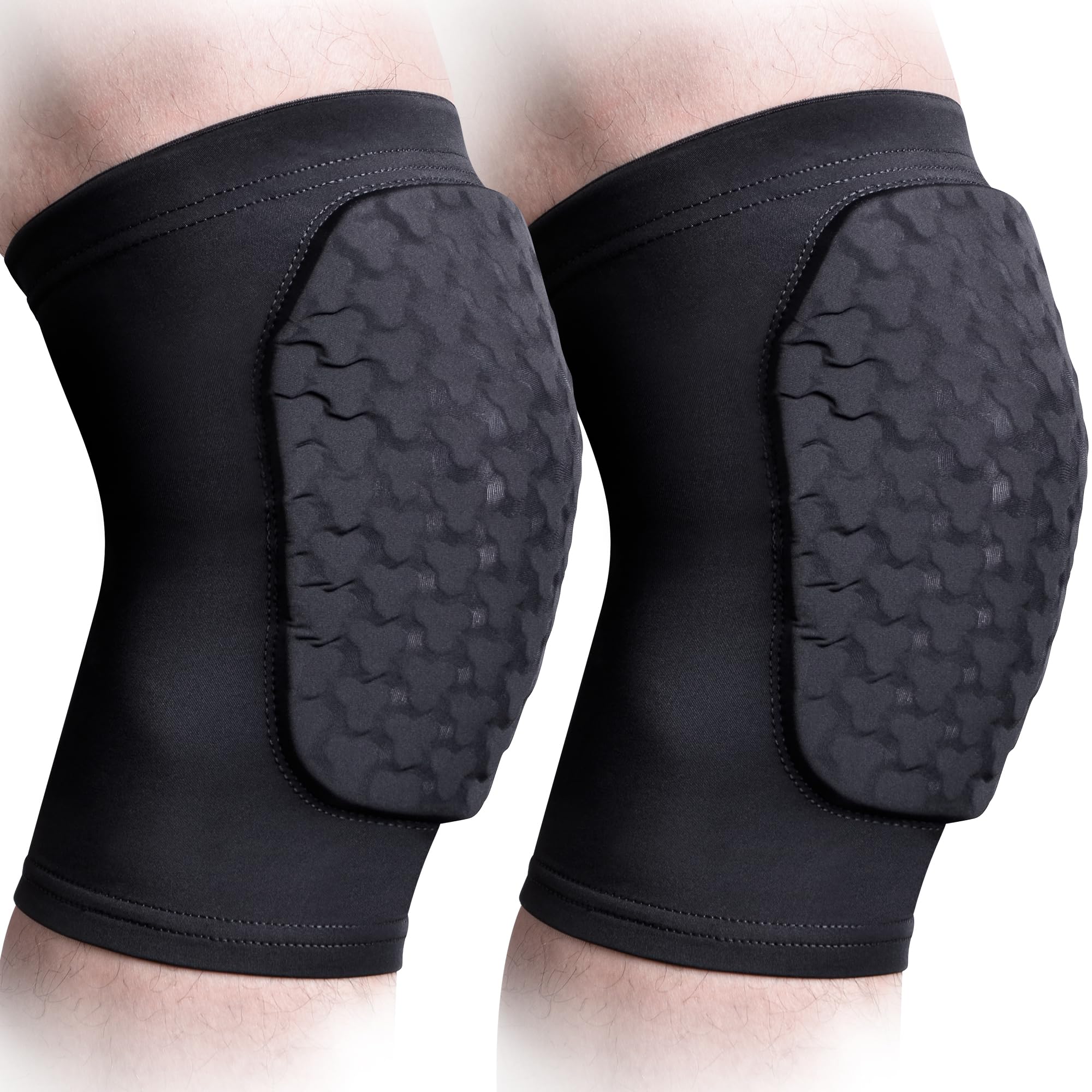 COOLOMG Basketball Knee Pad for Kids Youth Adult, Compression Anti-slip Knee Sleeve for Baseball Volleyball Football, Sports Knee Protector (1 Pair)