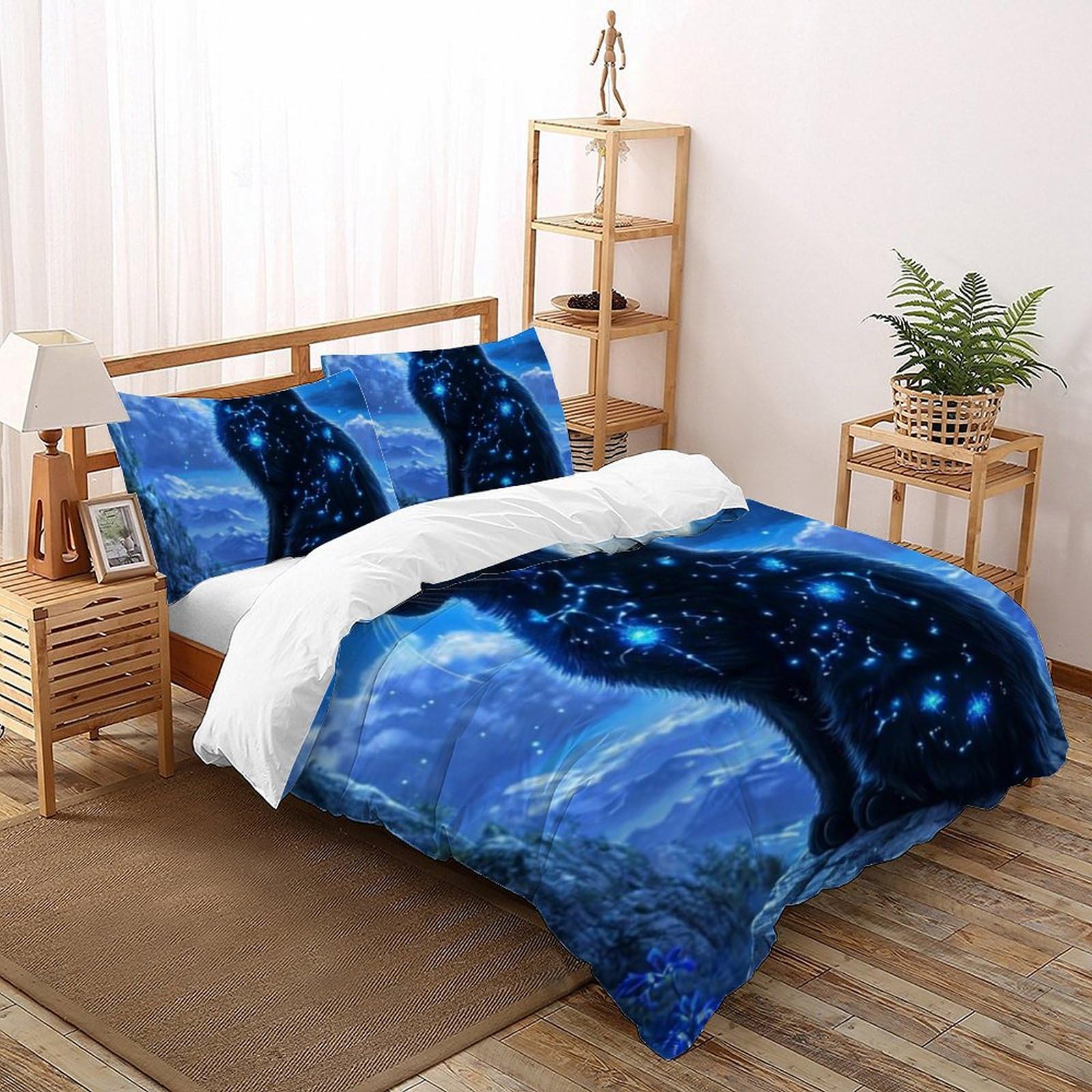 Housse de couette double 200x200cm animaux 3D en microfibre pour lit garçon avec ses taies