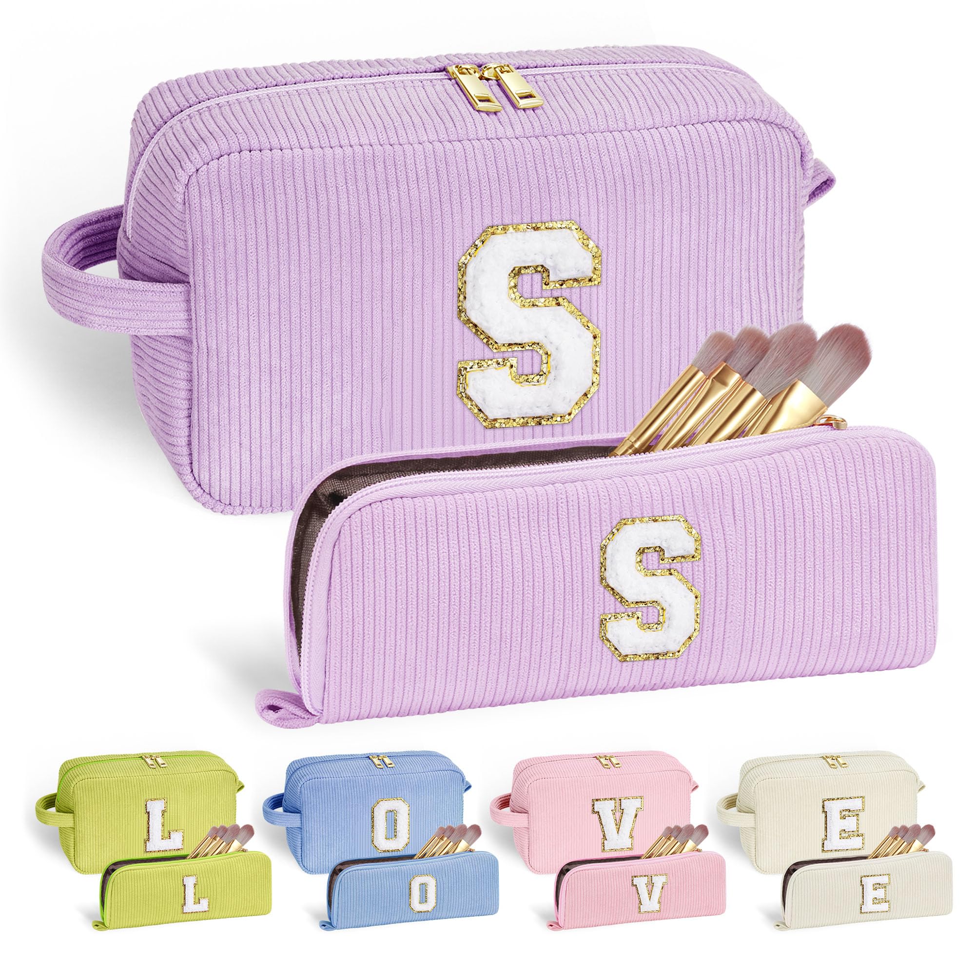YOOLIFE Initial Travel Makeup Bag Cosmetic Bag - Teen Girl Gifts Trendy Stuff Friend Birthday Gifts for Women Teen Girl Kids