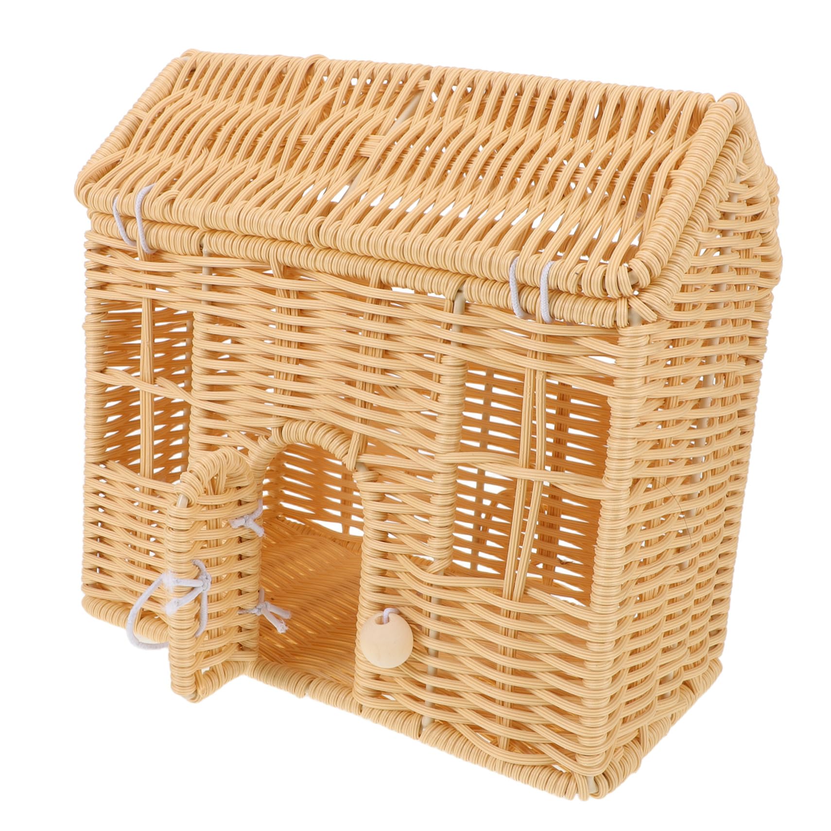 ULTECHNOVO Cesta de Dulces Navideña Tejida Mano con Asa Cesta de Casa de Muñecas Hecha de Ratán Sintético para Bodas Showers y Decoración Festiva