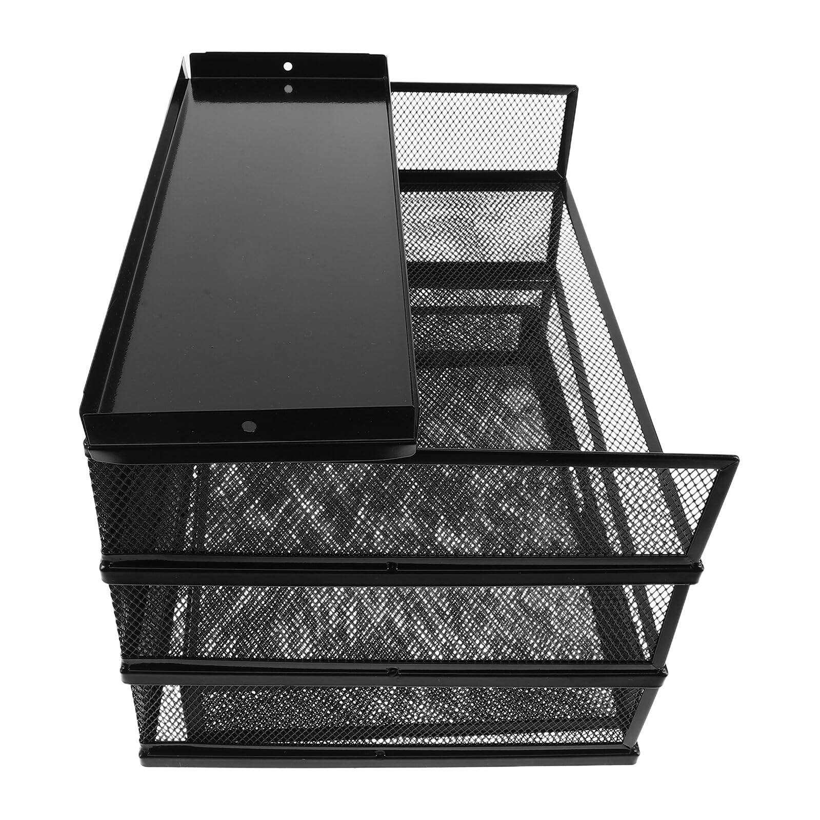 PRETYZOOM Organizador de Archivos de Metal Soporte Multifunción para Papelería y Documentos Estante Apilable para Oficina y Escritorio Negro