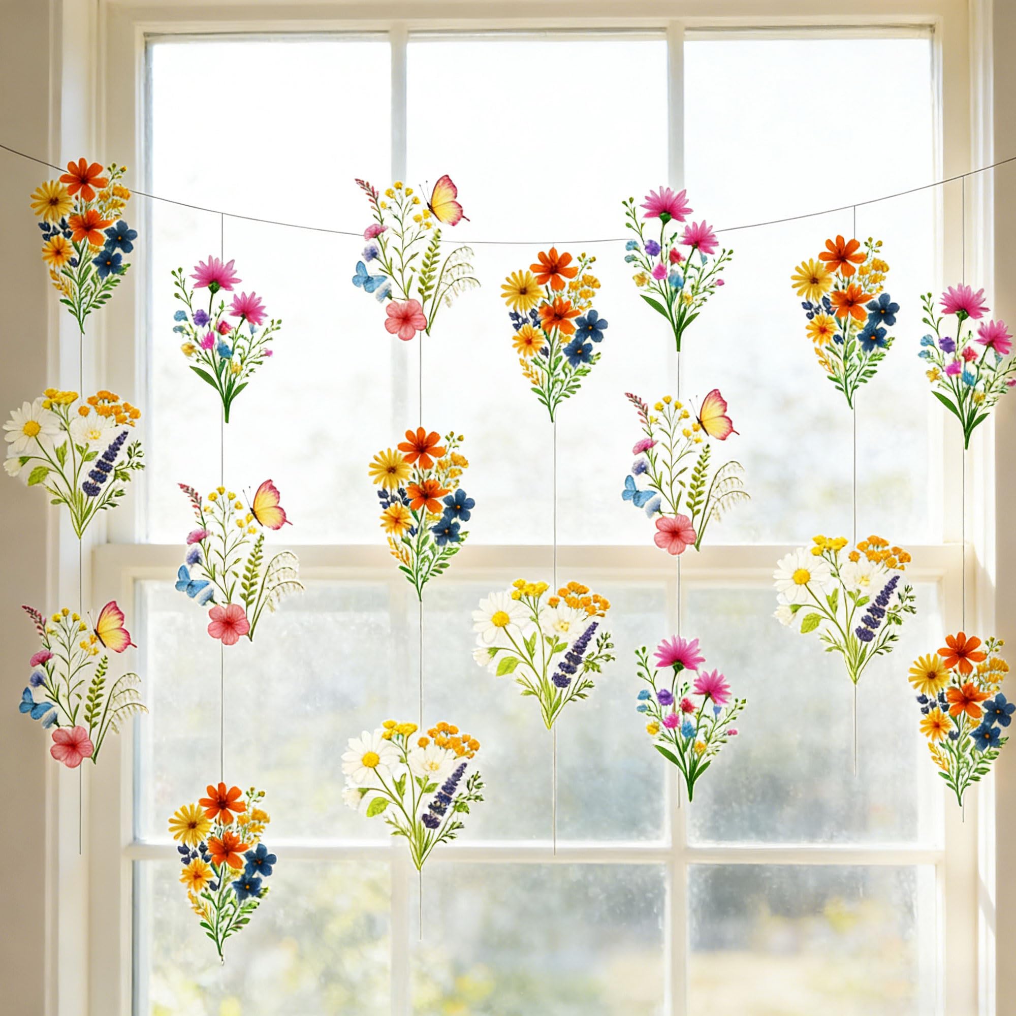 Floral Flower Banner Wildflower Garland for Tea Party Bridal Shower Baby Shower Decoration Birthday Theme Party Decorations Supplies