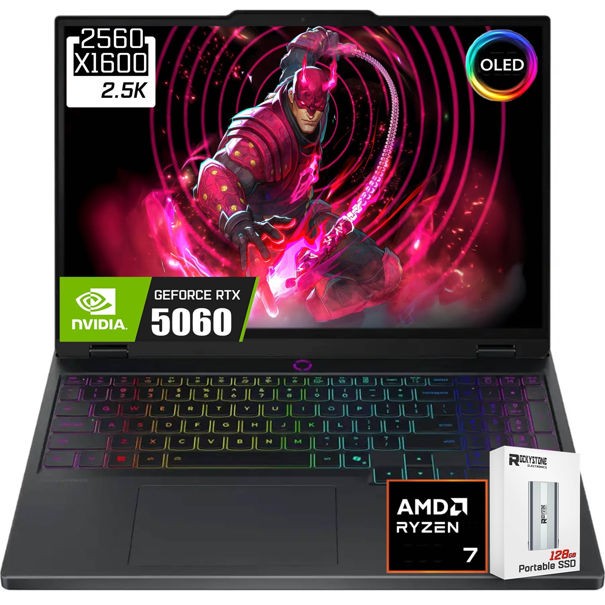 Lenovo Legion 5 15" WQXGA OLED 165Hz Gaming Laptop, NVIDIA GeForce RTX 5060 8GB GDDR7, AMD Ryzen 7-260(>Intel i9-13905H), WiFi 7, RGB retroilluminato, Win11 Home, W/128GB PSD (32GB | 1TB SSD)