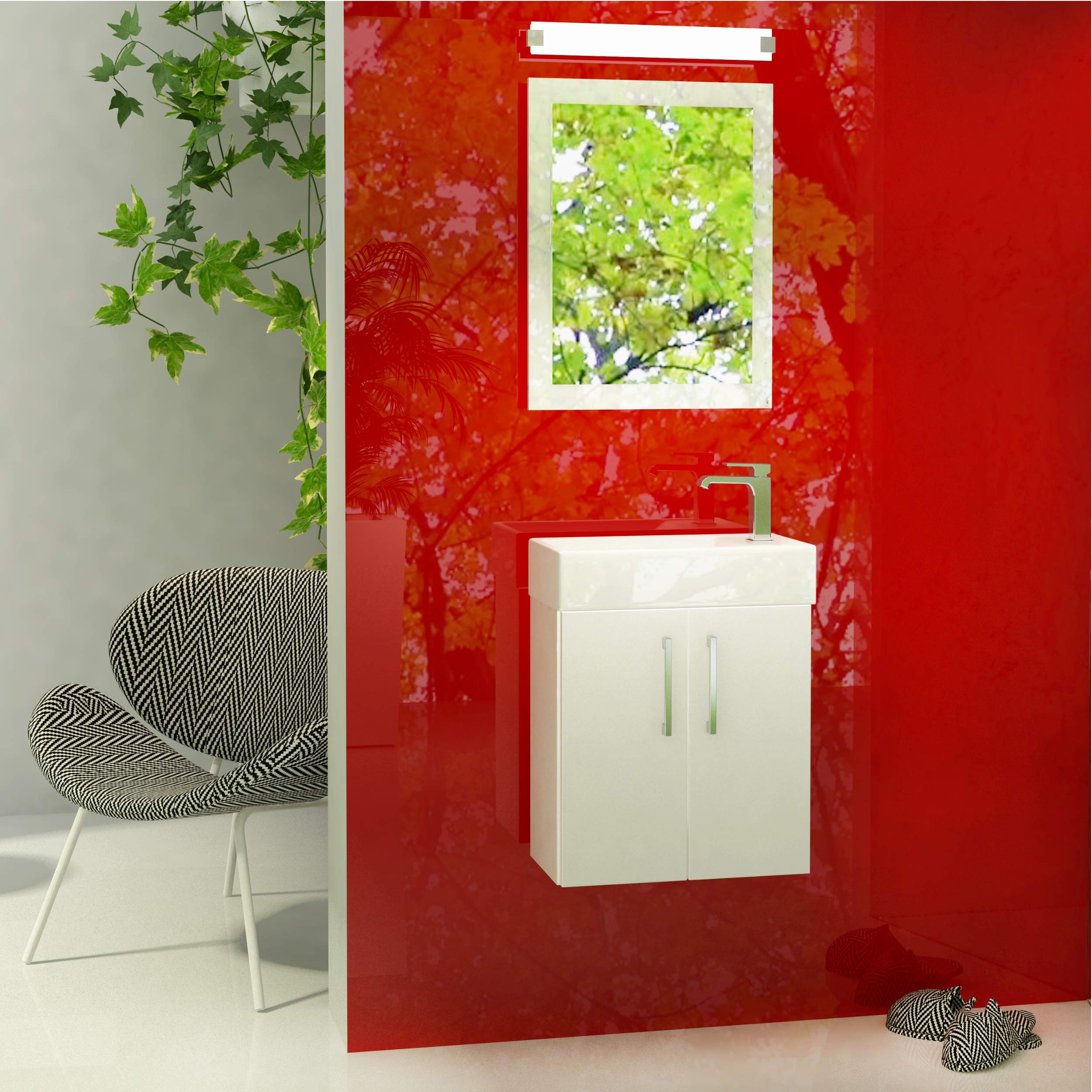 Mueble de Lavado de Manos con Patas Blanco con Lavabo cerámico, 40 x 22 cm Izquierda/Derecha (Blanco)