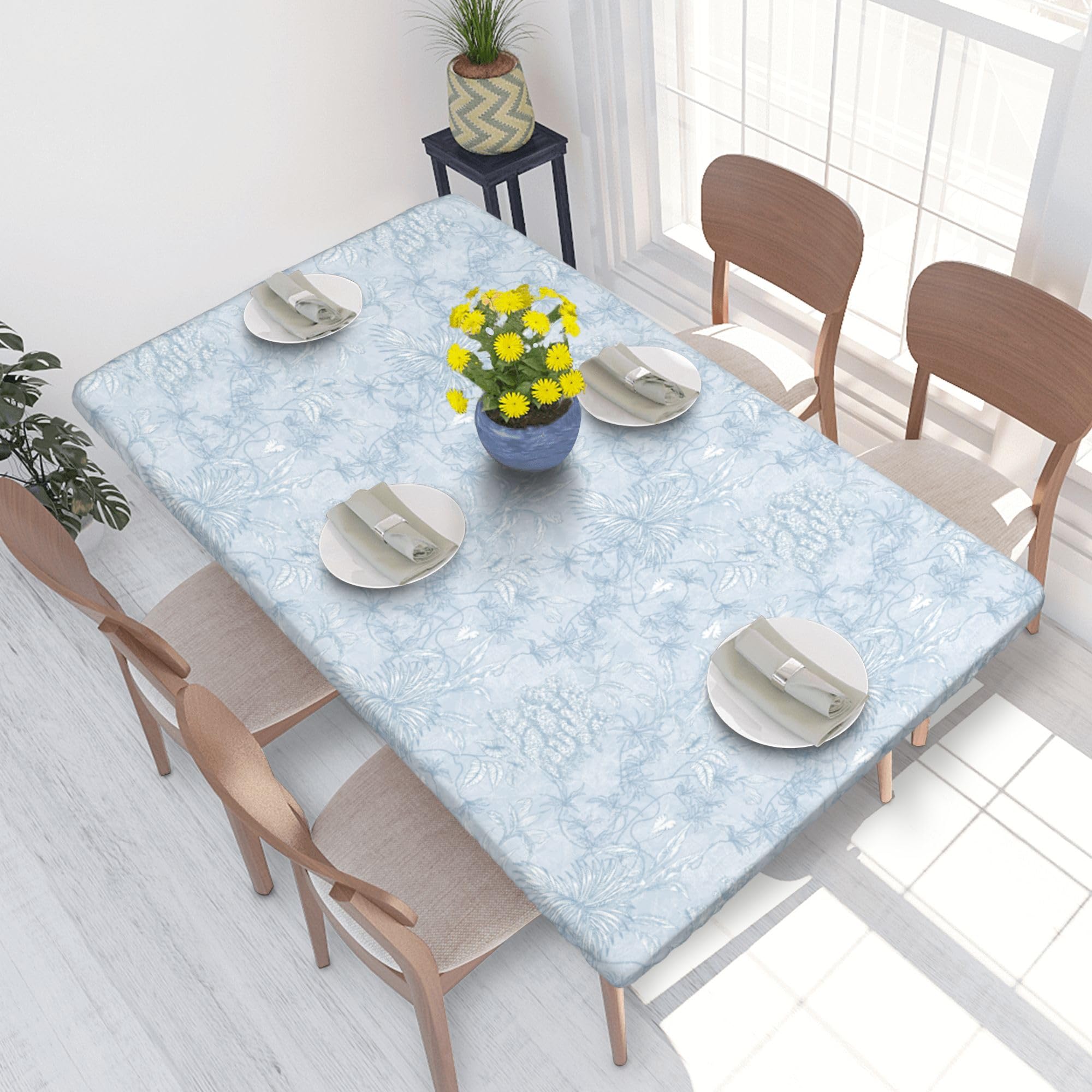 Nappe extensible anti-tache et imperméable pour protéger une table ronde de 122 cm