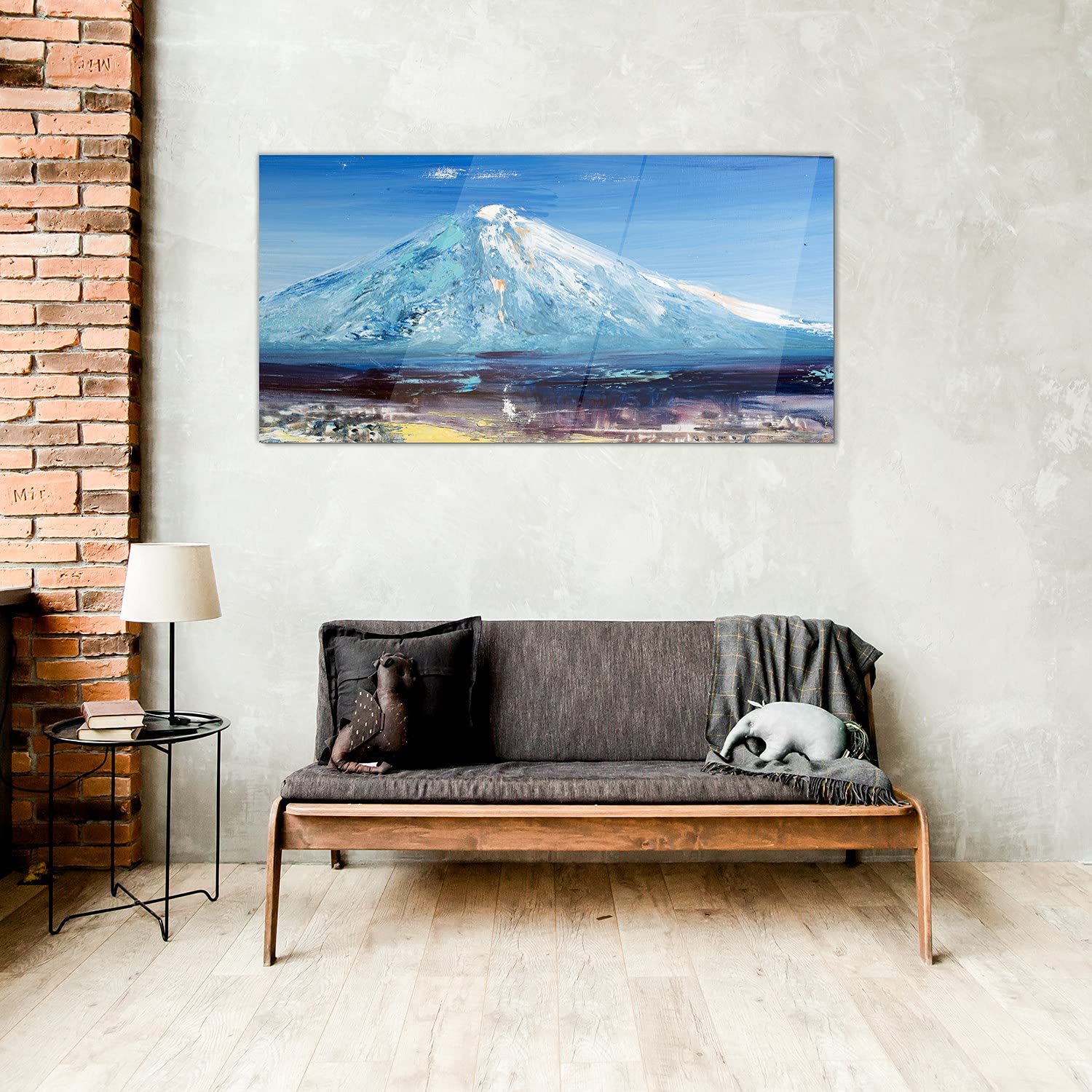 Coloray Pintura Vidrio Acrílico Cocina 100x50cm Mural Cuadro De Pared De Arte De Vidrio Acryl Sala De Estar - Cielo Lago De Montaña