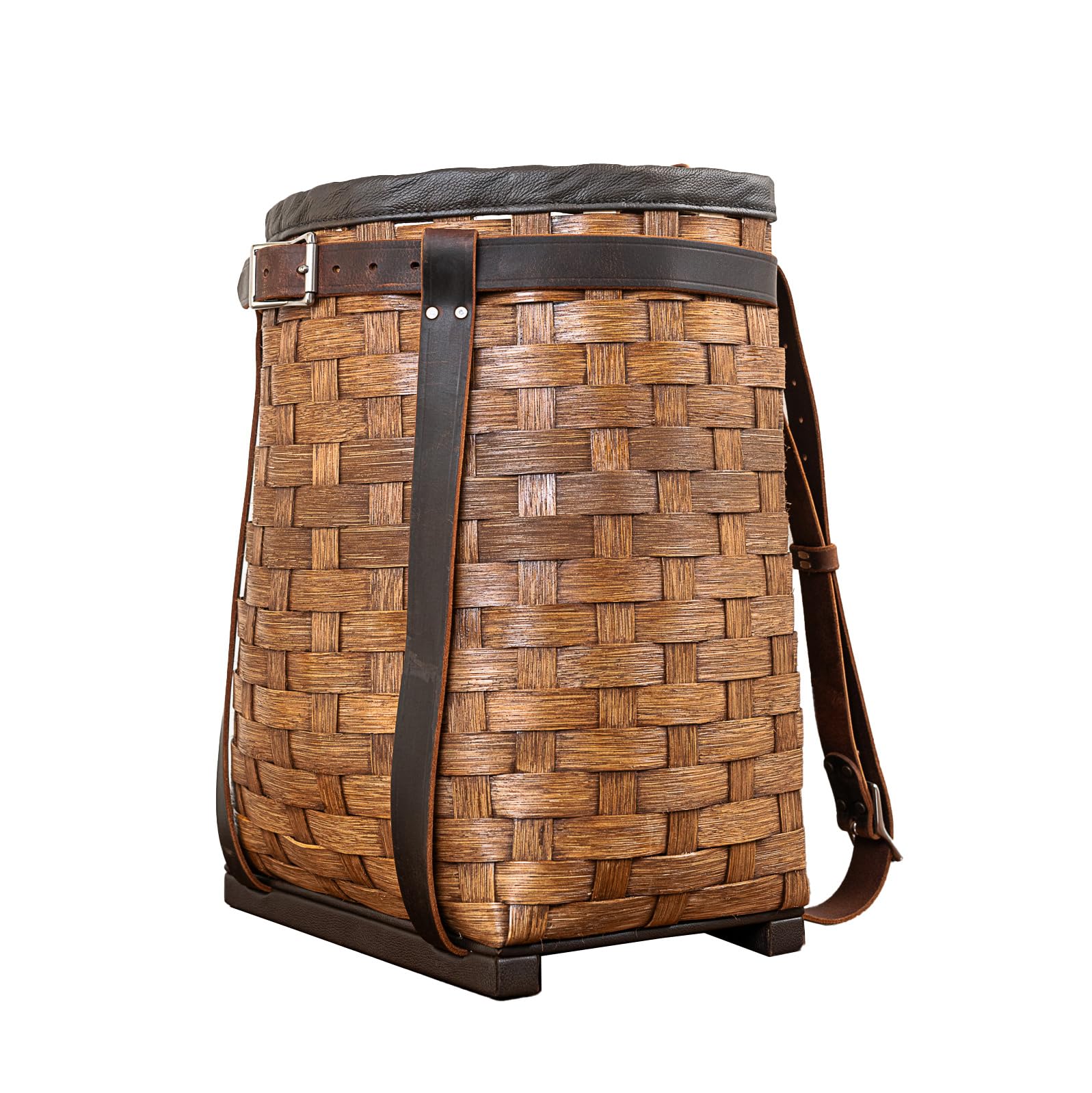 Pack Basket, Basket Backpack, Adirondack Style Hunting, Trapping, Guiding Woven Basket Pack with Leather Straps
