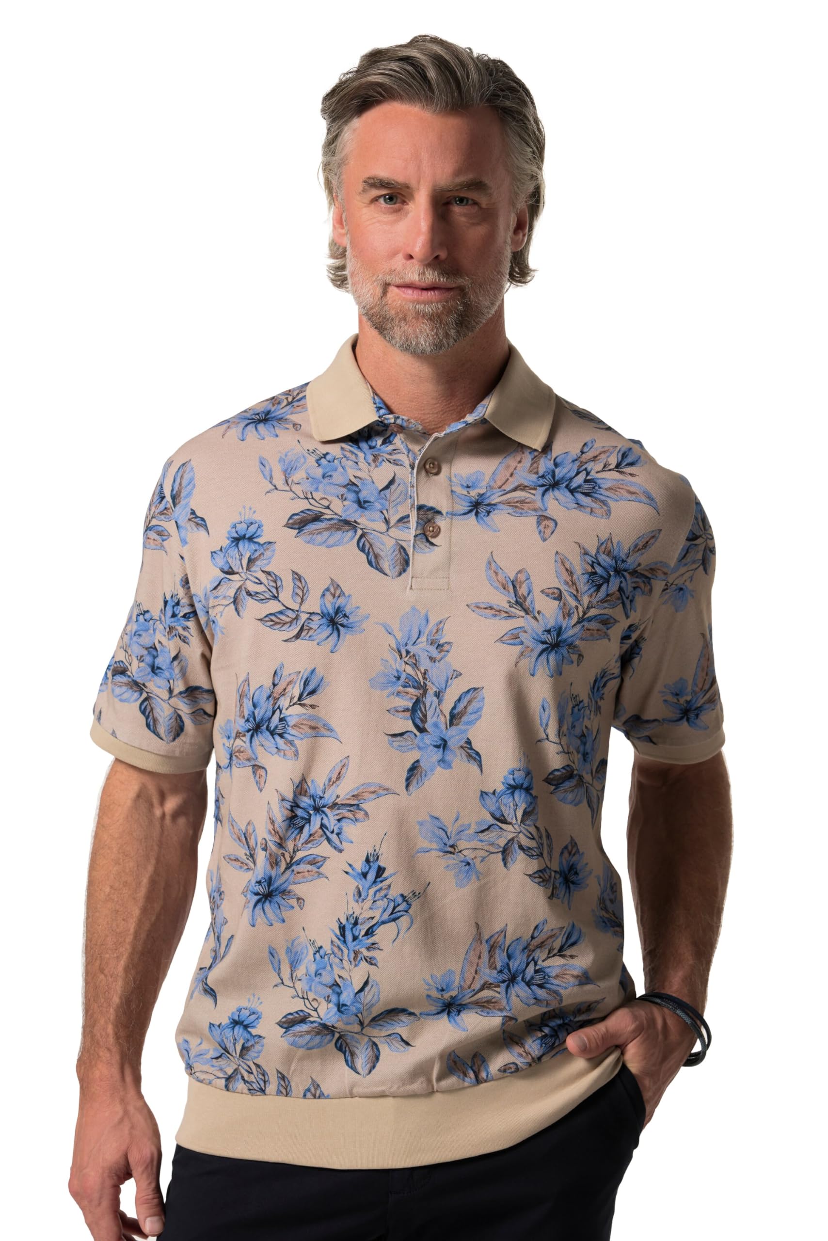 Boston Park Herren große Größen Übergrößen Menswear L-8XL Poloshirt, Halbarm, Bauchfit, Piqué, Alloverprint 836082