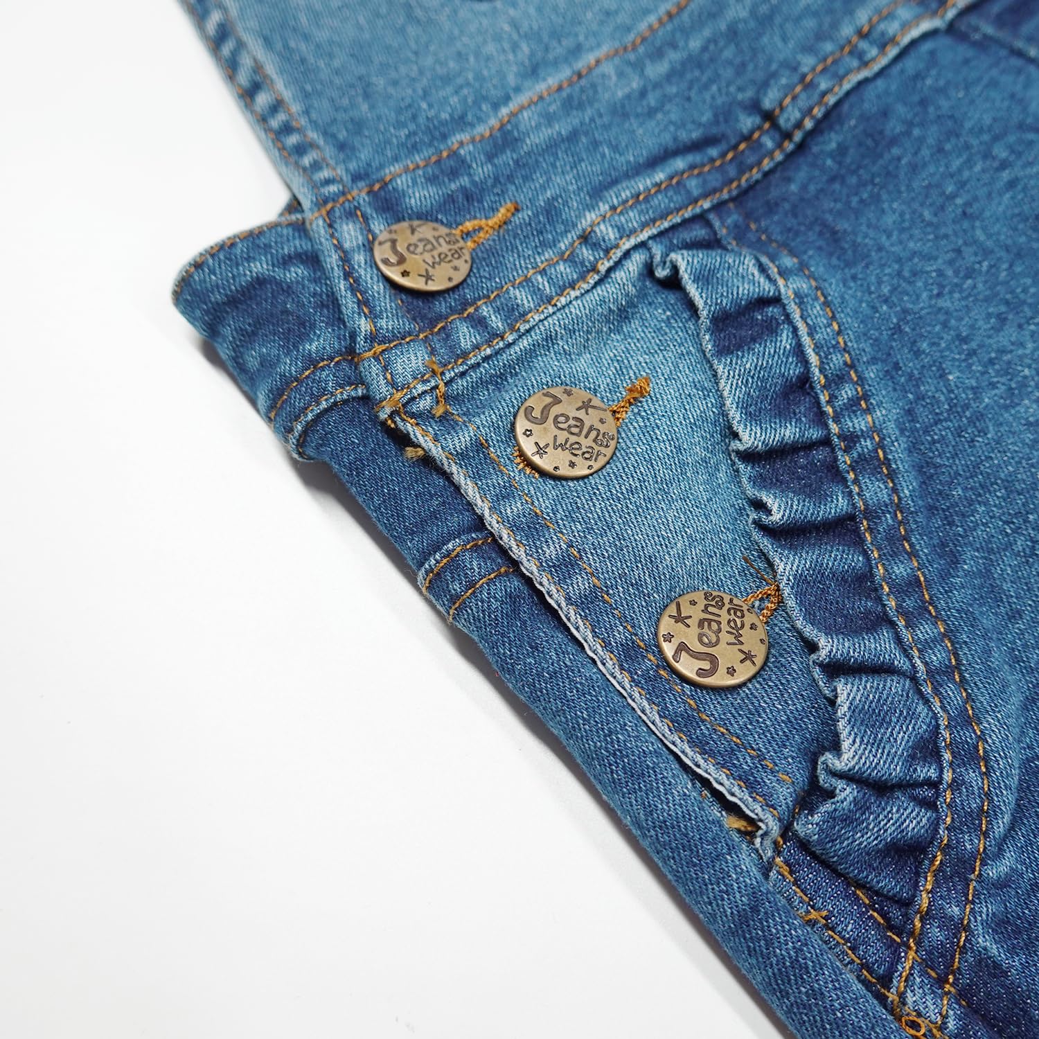 KIDSCOOL SPACE Salopette en jean pour fille, grande poche à rabat lavée, combinaison extensible douce