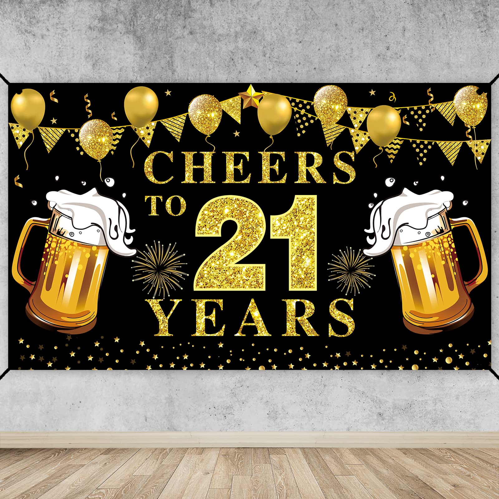 Amazon.com: Lnlofen Happy 21st Birthday Banner Decorations, Black