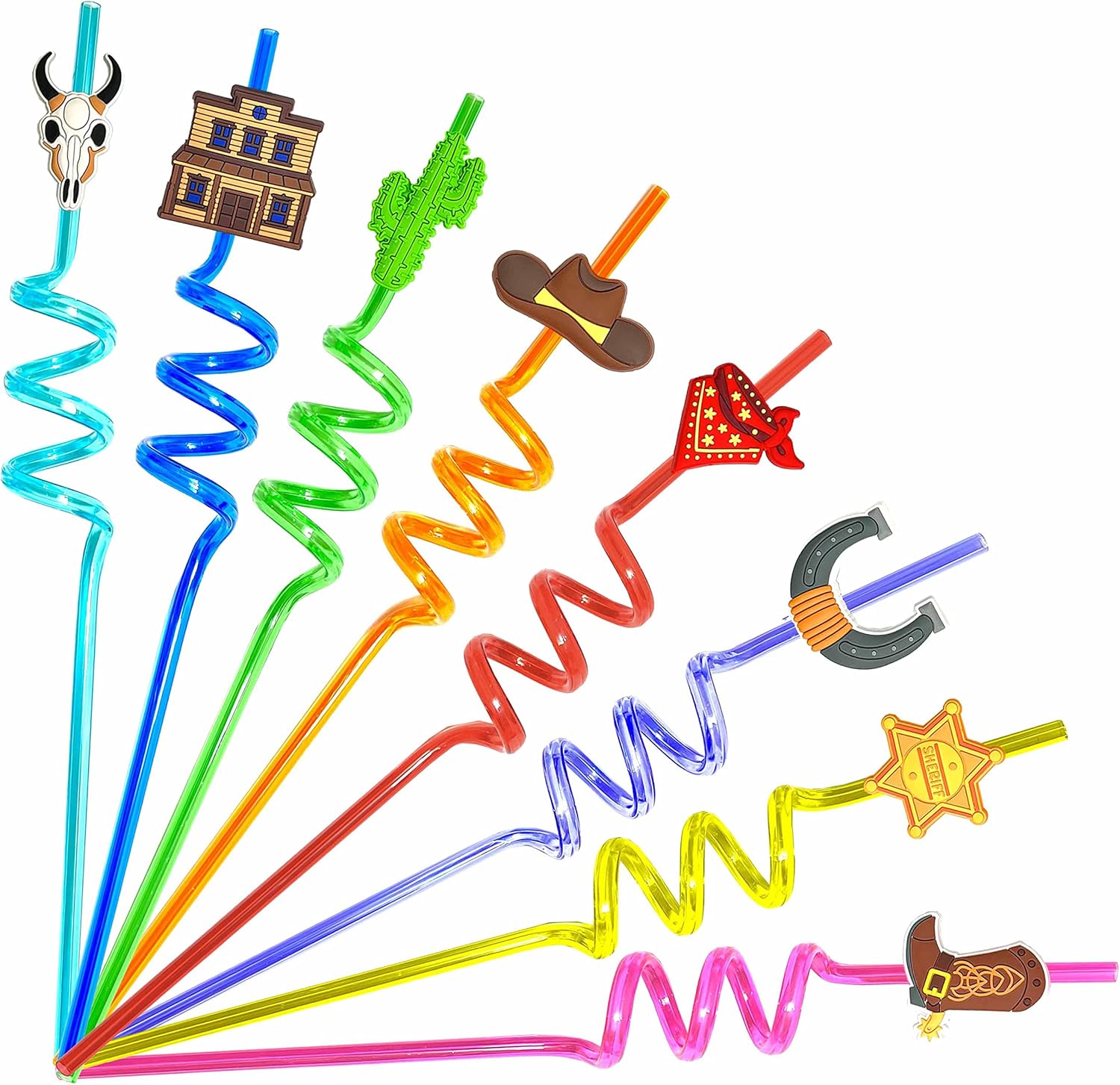 uoyoi Western Cowboy Party Favors 24pcs Cowboy Theme Straws for Western Birthday