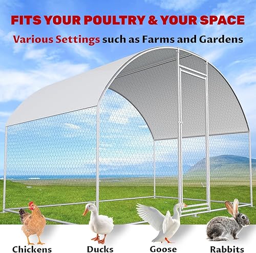Miniatura 13 de Gallinero grande de metal para aves de corral, corral para conejos, casa de hábitat, gallinero en forma de espira con cubierta impermeable y anti-UV