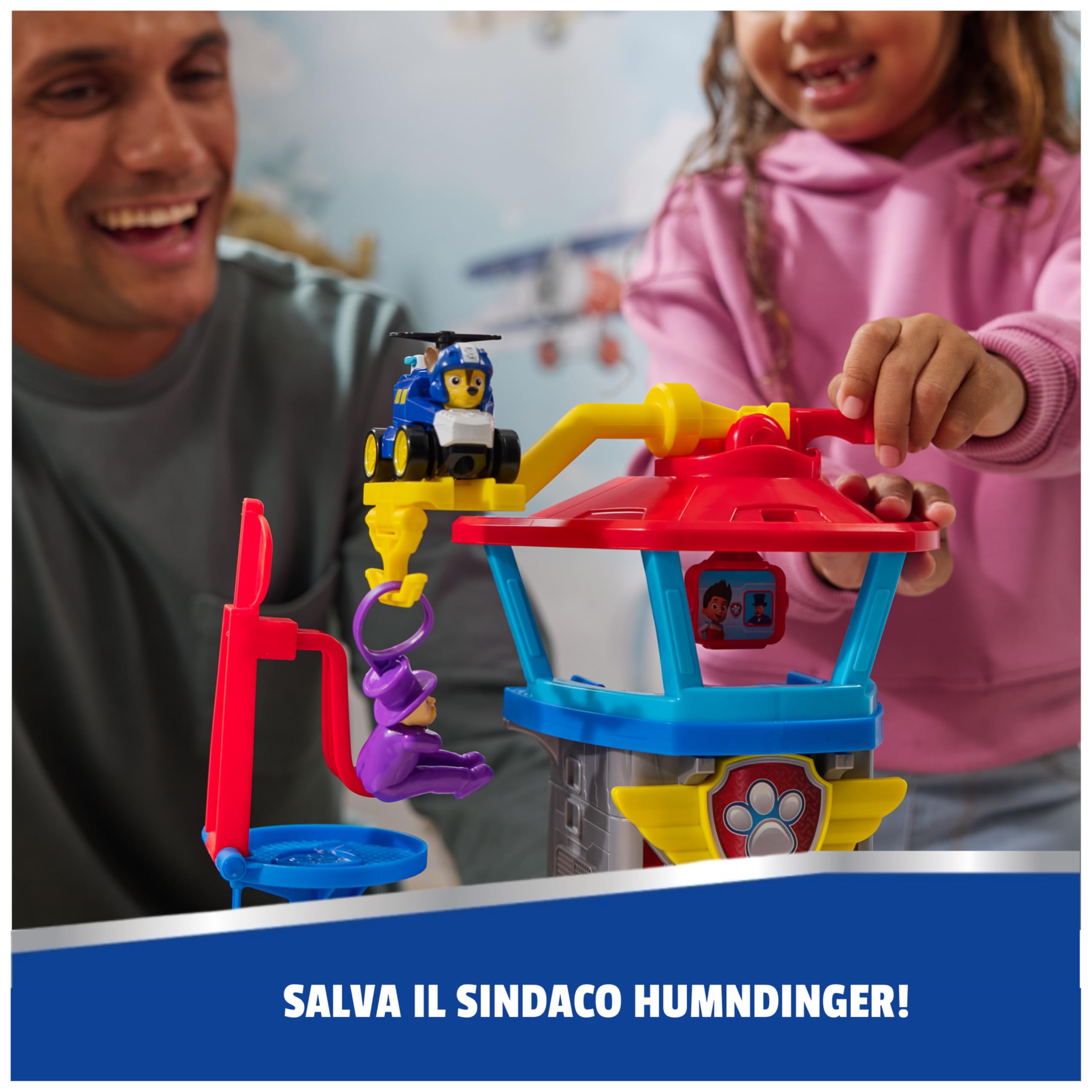 Paw Patrol, Air Rescue, Set Di Gioco Pup Squad Aeroporto Di Adventure Bay | Torre Alta Oltre 30 Cm, 7 Aree Di Gioco, Centro Di Comando, Stazione Di Rifornimento, Lanciatore