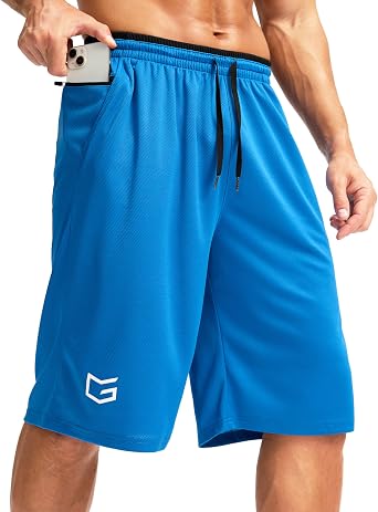 G Gradual Mens Long Basketball Shorts with Zipper Pocket 9"/11 Quick Dry Gym Shorts Lightweight Athletic Shorts for Men