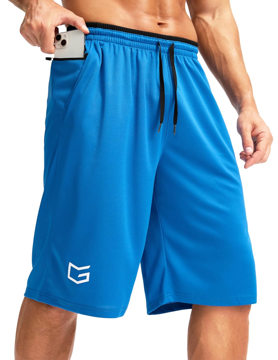G Gradual Mens Long Basketball Shorts with Zipper Pocket 11 Quick Dry Gym Shorts Lightweight Mesh Athletic Shorts