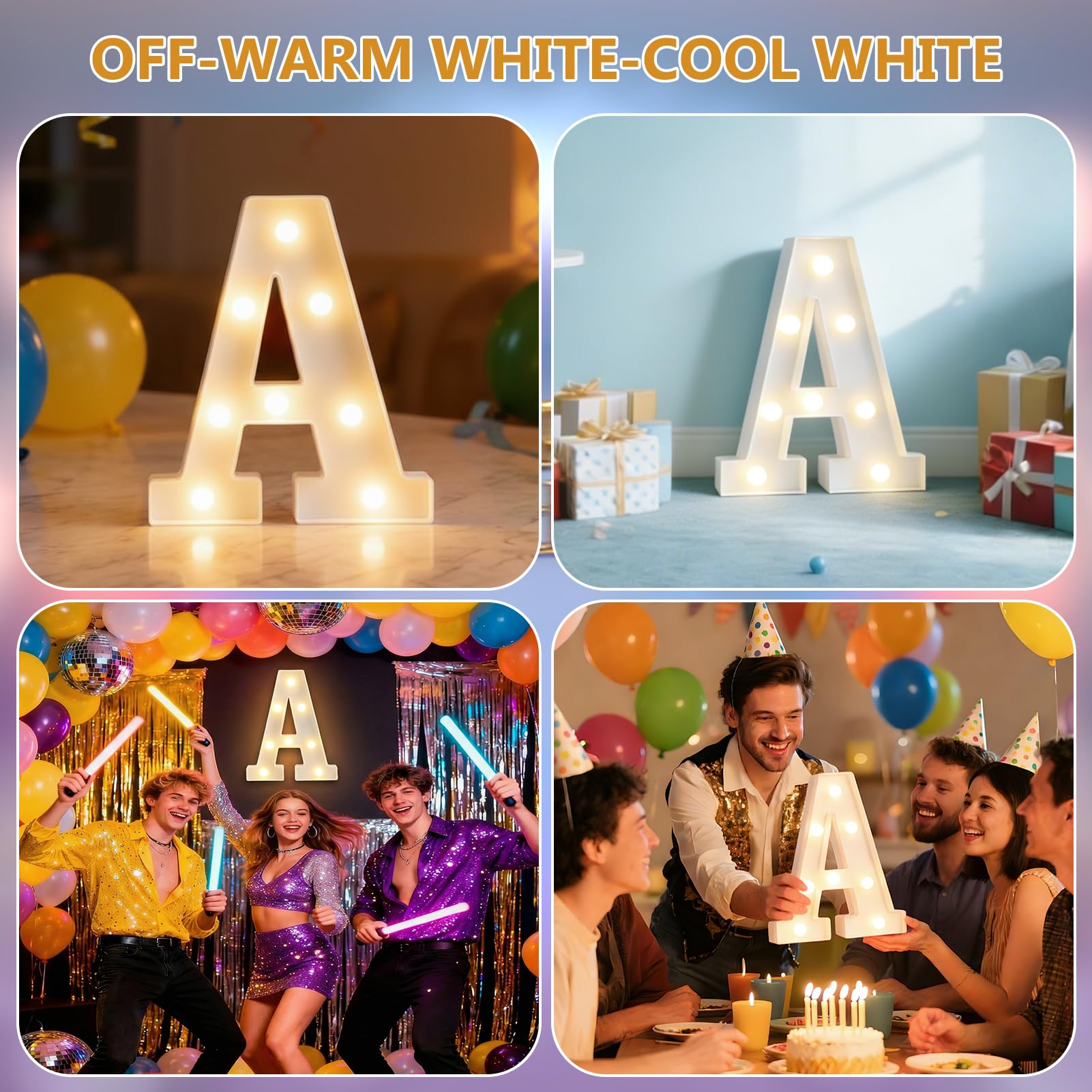 Luci a LED con lettere dell'alfabeto,lettere luminose a LED con luce calda,illuminazione a LED con letter-e,luci notturne decorative con letter-e,per feste di compleanno,Natale,matrimoni,lettera A