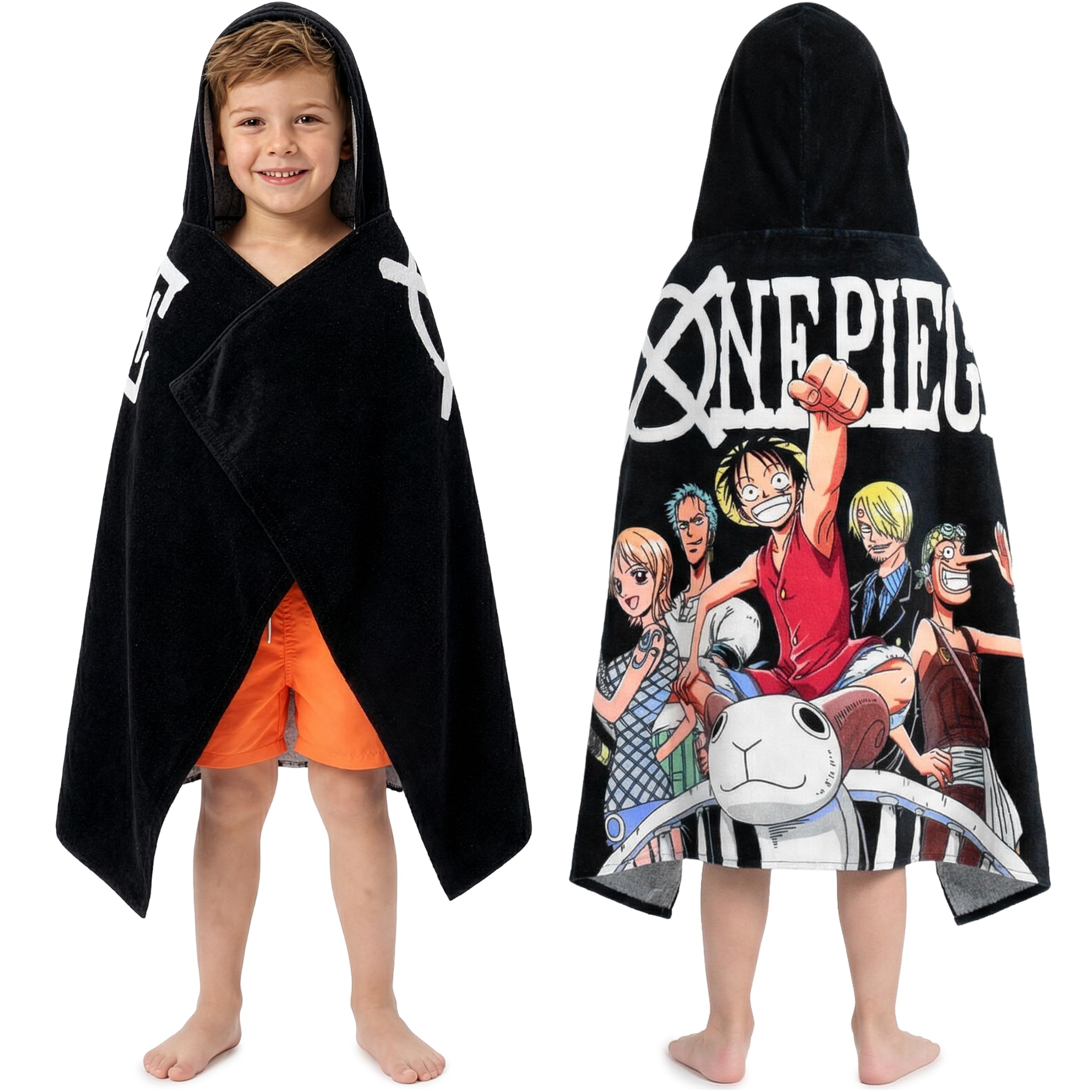 One Piece Incappucciato Asciugamani Bagno Ragazzi, Assorbente Asciugamano Cotone, Piscina, Nuoto e Asciugamano da Mare, Morbido Poncho da Bagno, Accessori Viaggio, Regalo Ragazzi (Multi One Piece)