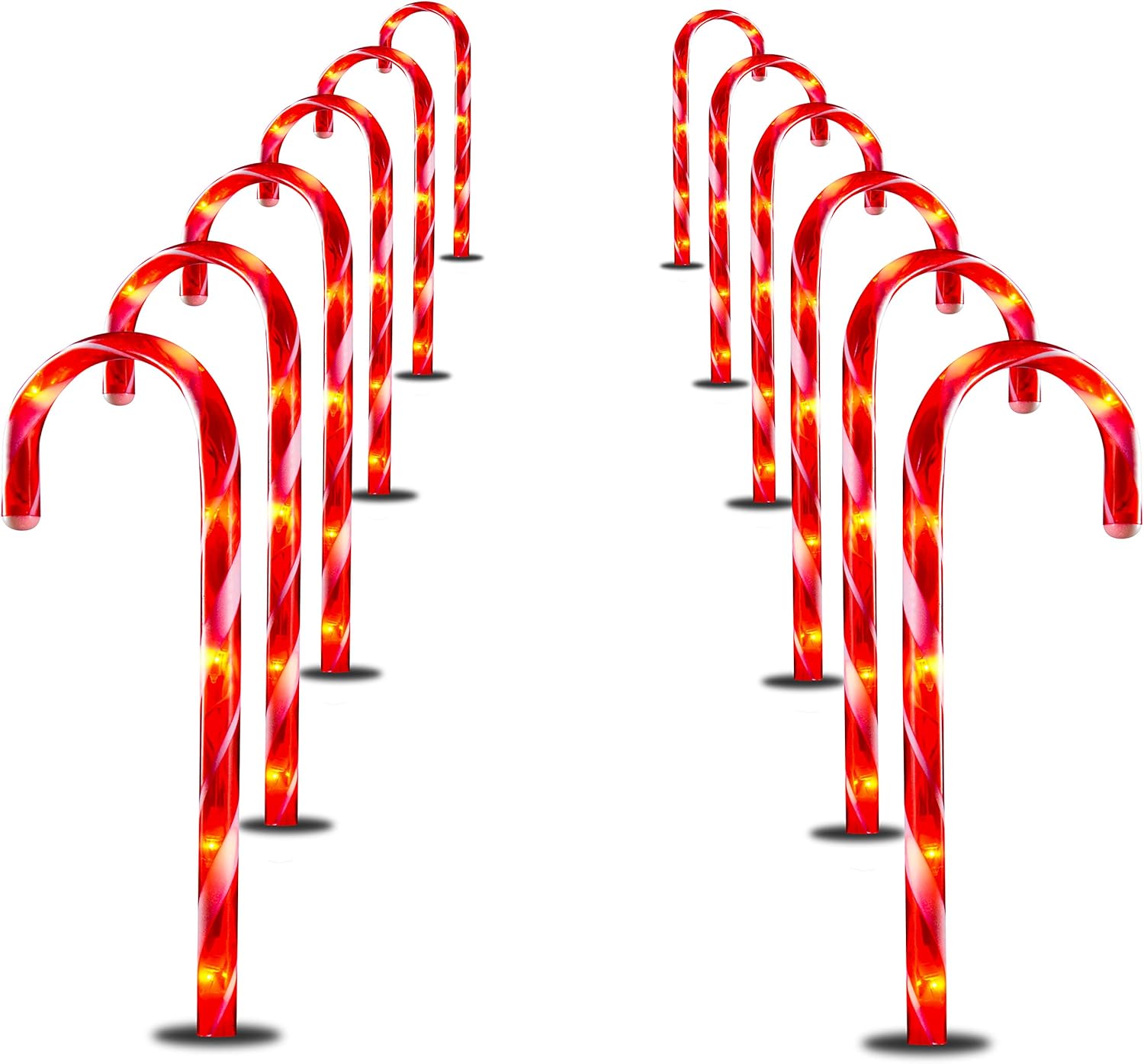 PREXTEX 12 Christmas Candy Cane Pathway Lights Markers for Indoor and