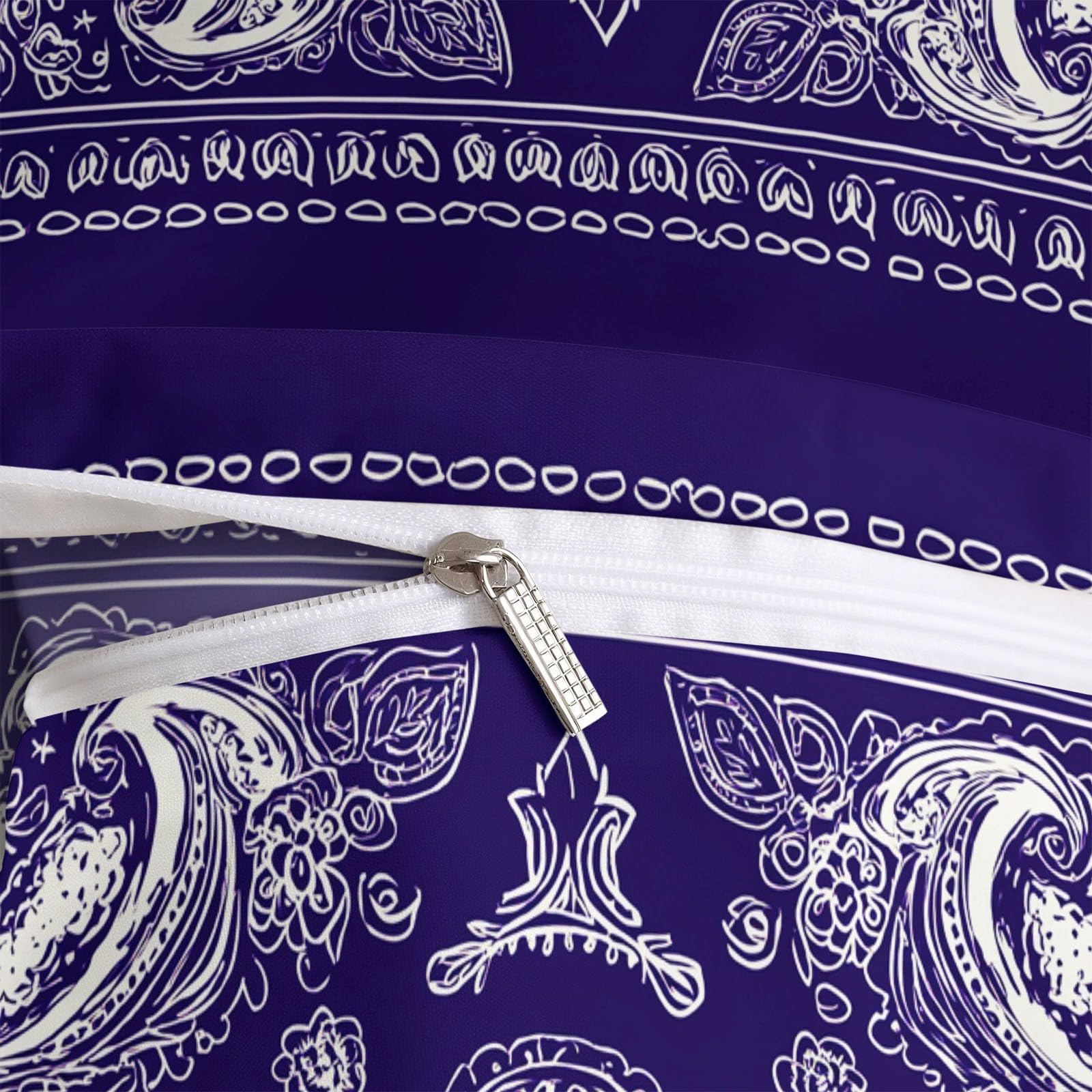 King zestaw pościeli z geometrycznym fioletowym wzorem, dwustronna poszewka na kołdrę 230 x 220 cm, ultrasoft, hipoalergiczna, nie wymaga prasowania, styl paisley, luksusowe zestawy pościeli z