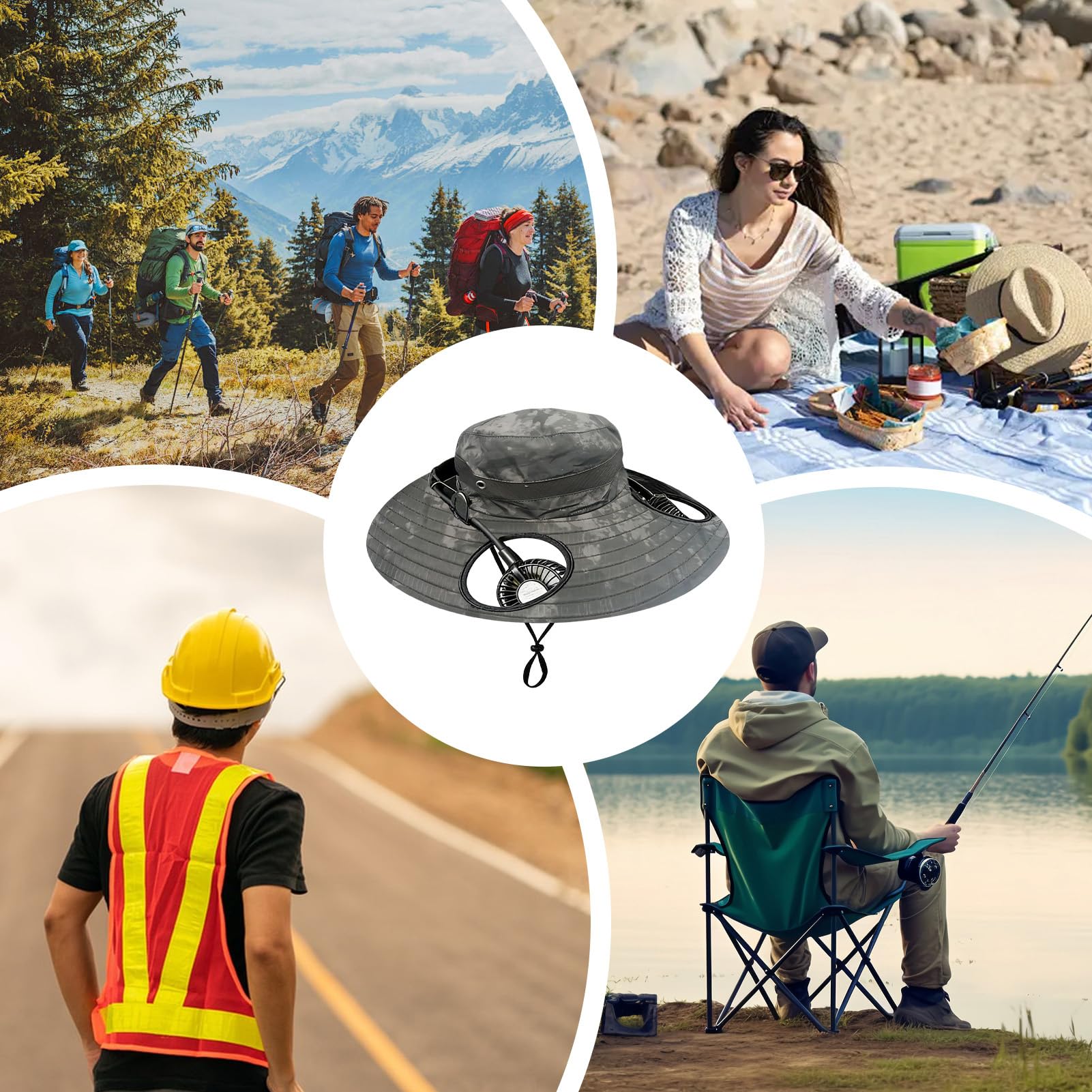 Sombrero de sol, gorras ajustables de ala ancha, sombrero de pesca al aire libre, para acampar al aire libre, correr, jardinería, viajes, vacaciones, pesca, festival, verano