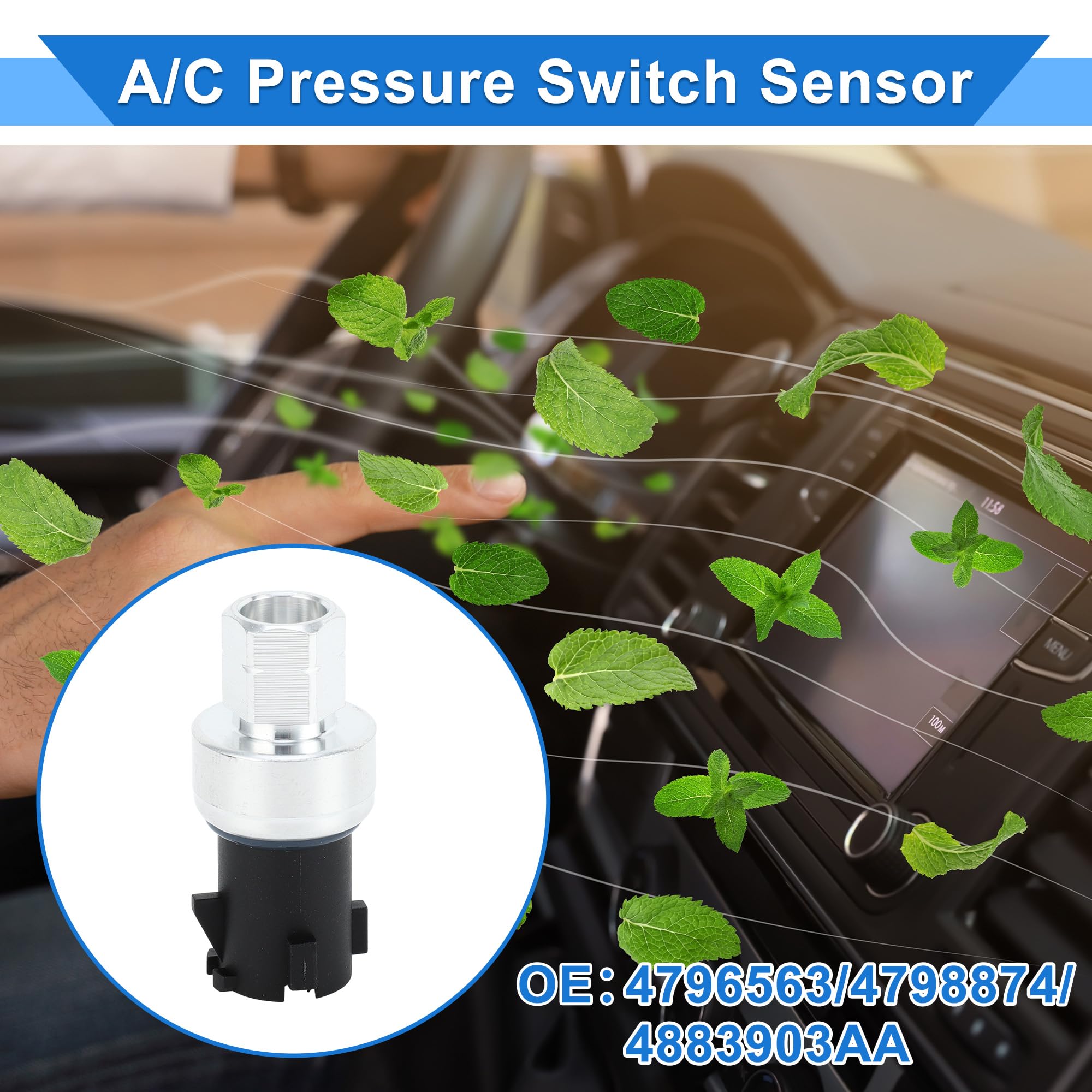 Klimaanlage Drucksensor Für Chrysler 300 05-12 1 Stk. | Für Chrysler Modelle & Für Dodge Avenger 1993-2012, OE: 4796563/4798874/4883903AA, Material: Kunststoff/Metall, 3-Pin